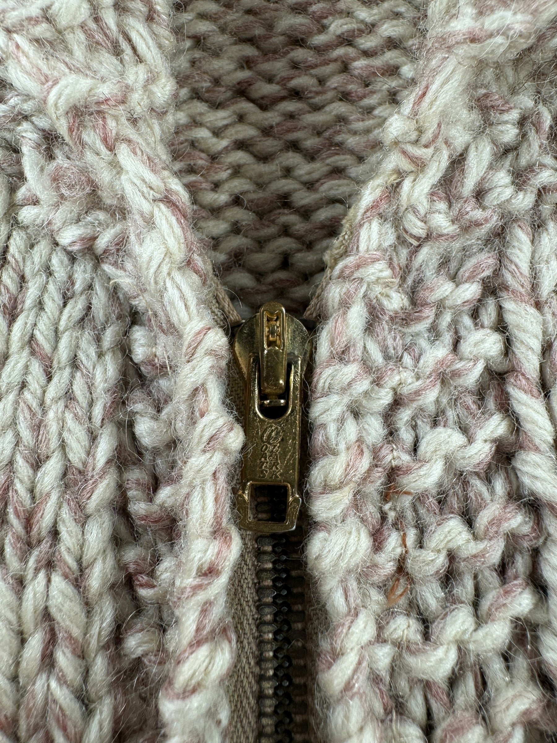 Zipper on Vintage Mary Maxim Deer Cowichan Sweater SZ S