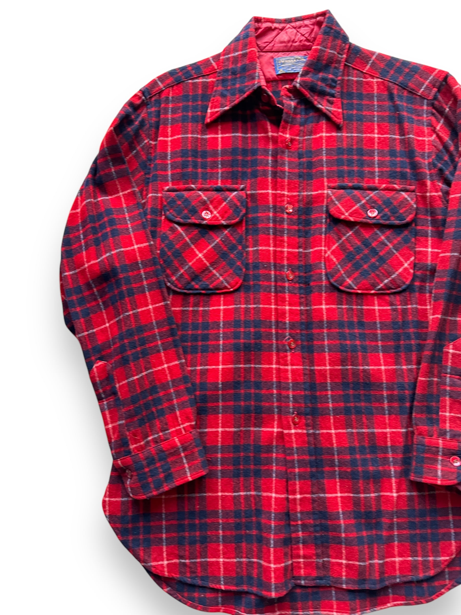 front right of Vintage Pendleton Red/Blue/White Flannel SZ M