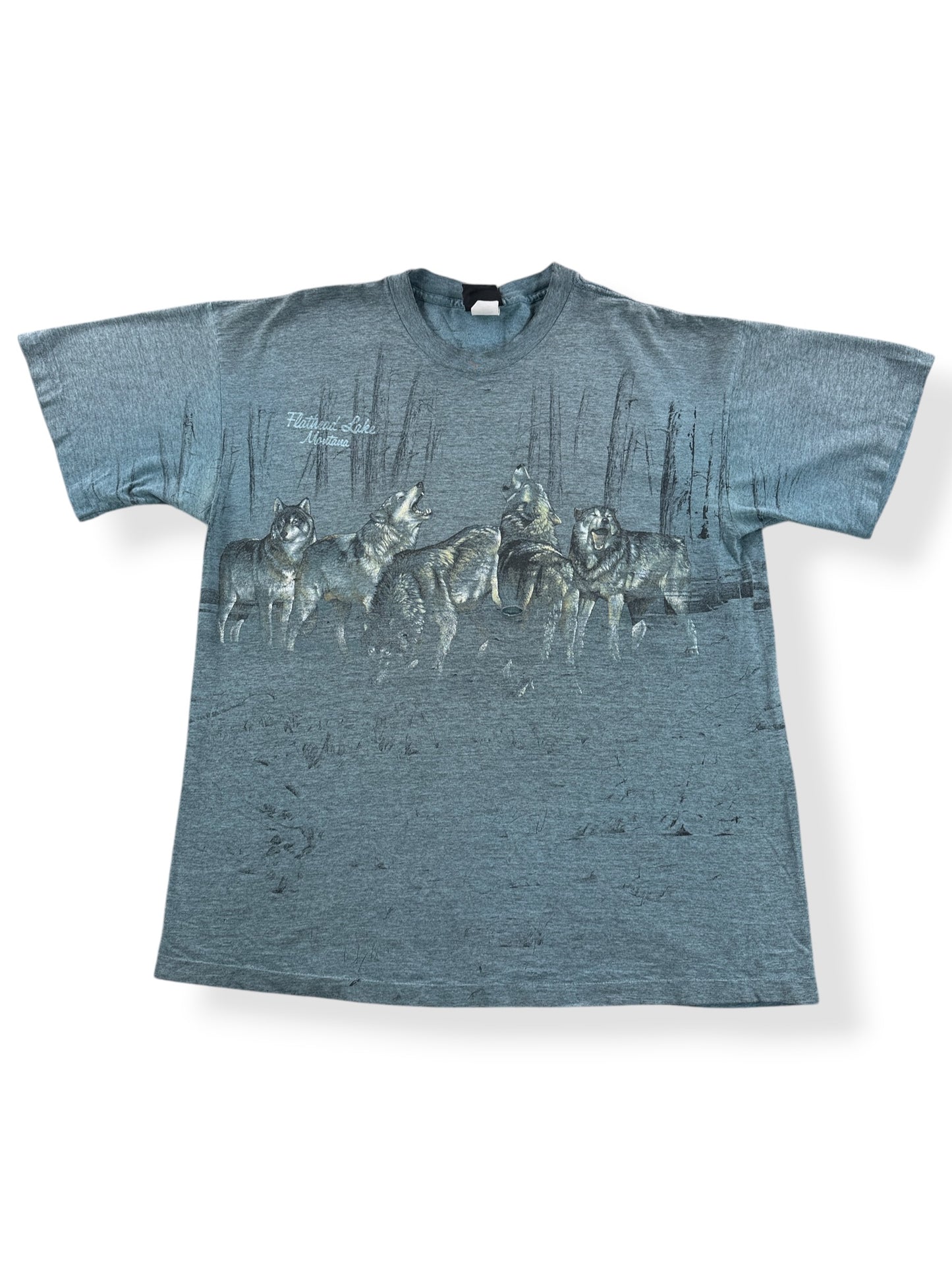 Front of Vintage AOP Wolf Tee SZ XL