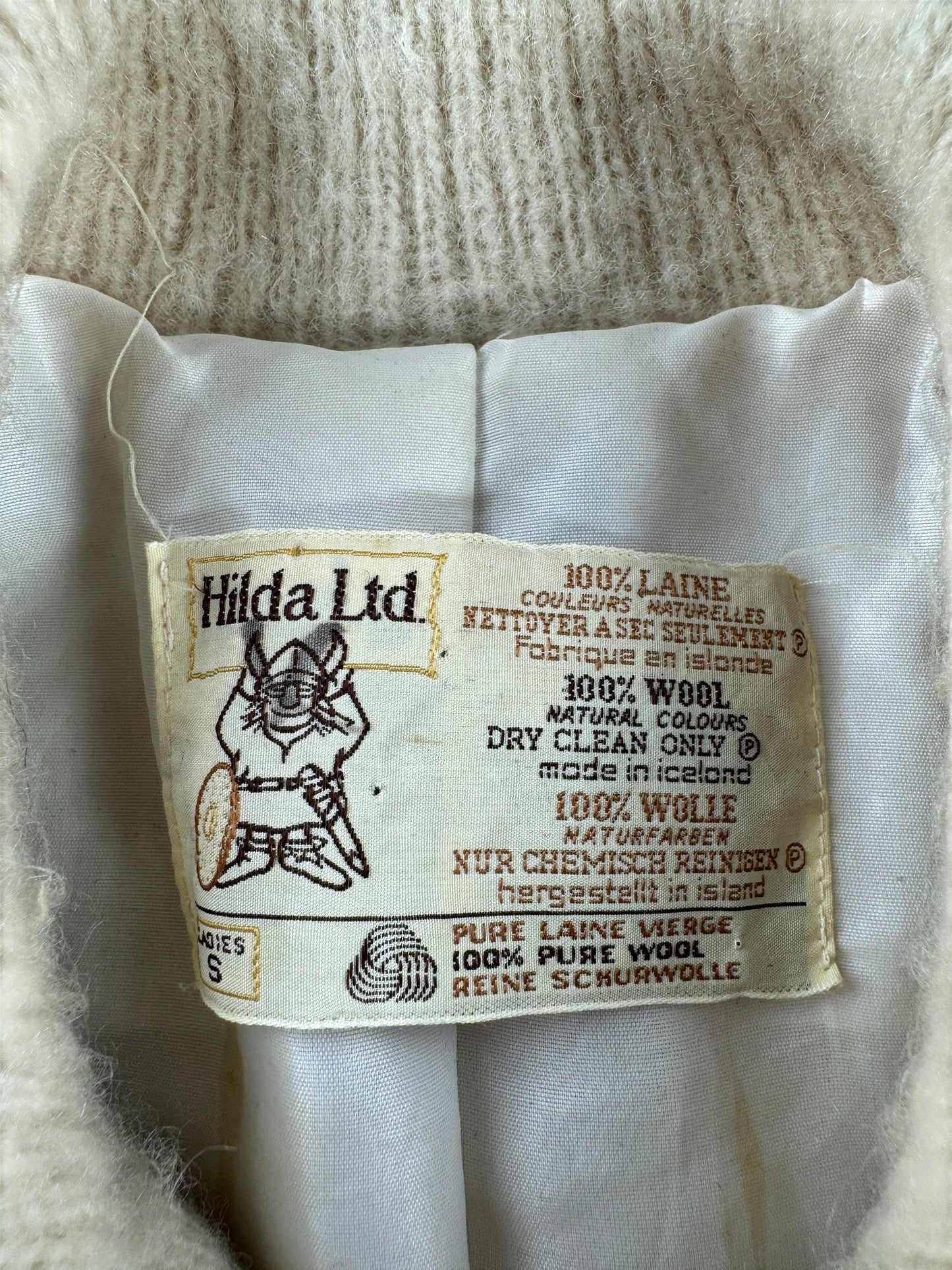 Tag on Vintage Lined Icelandic Wool Zip Up Sweater SZ S