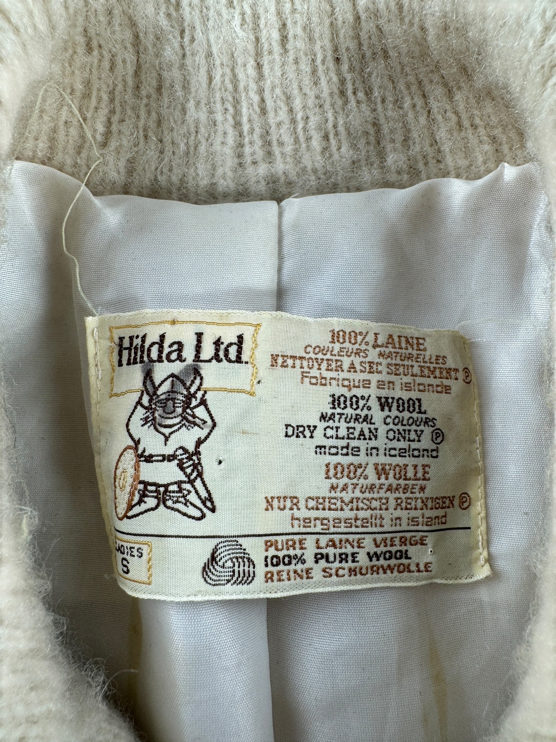 Tag on Vintage Lined Icelandic Wool Zip Up Sweater SZ S