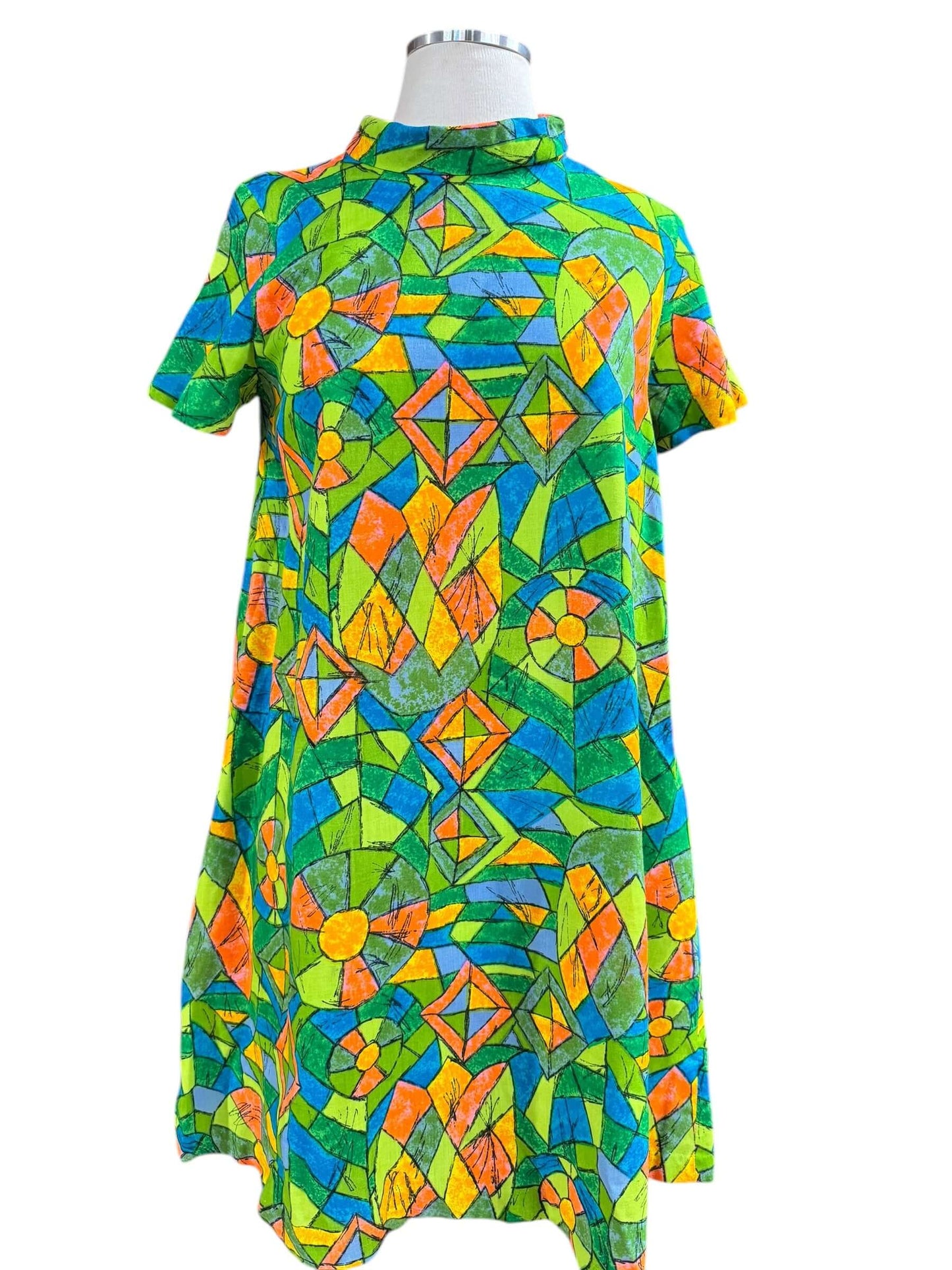 Front view of 1960s Geometric Mini Dress L