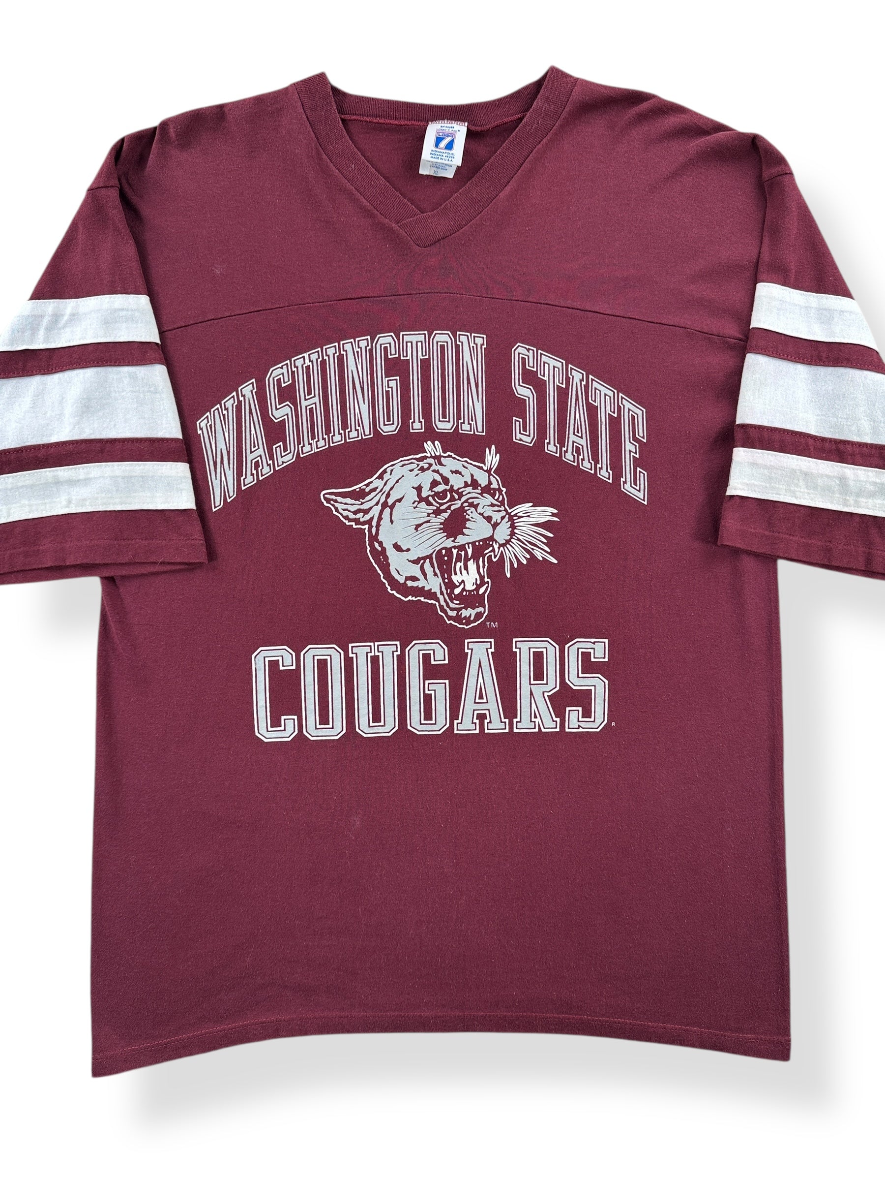 Front Close Up of Vintage WSU Cotton Jersey SZ XL