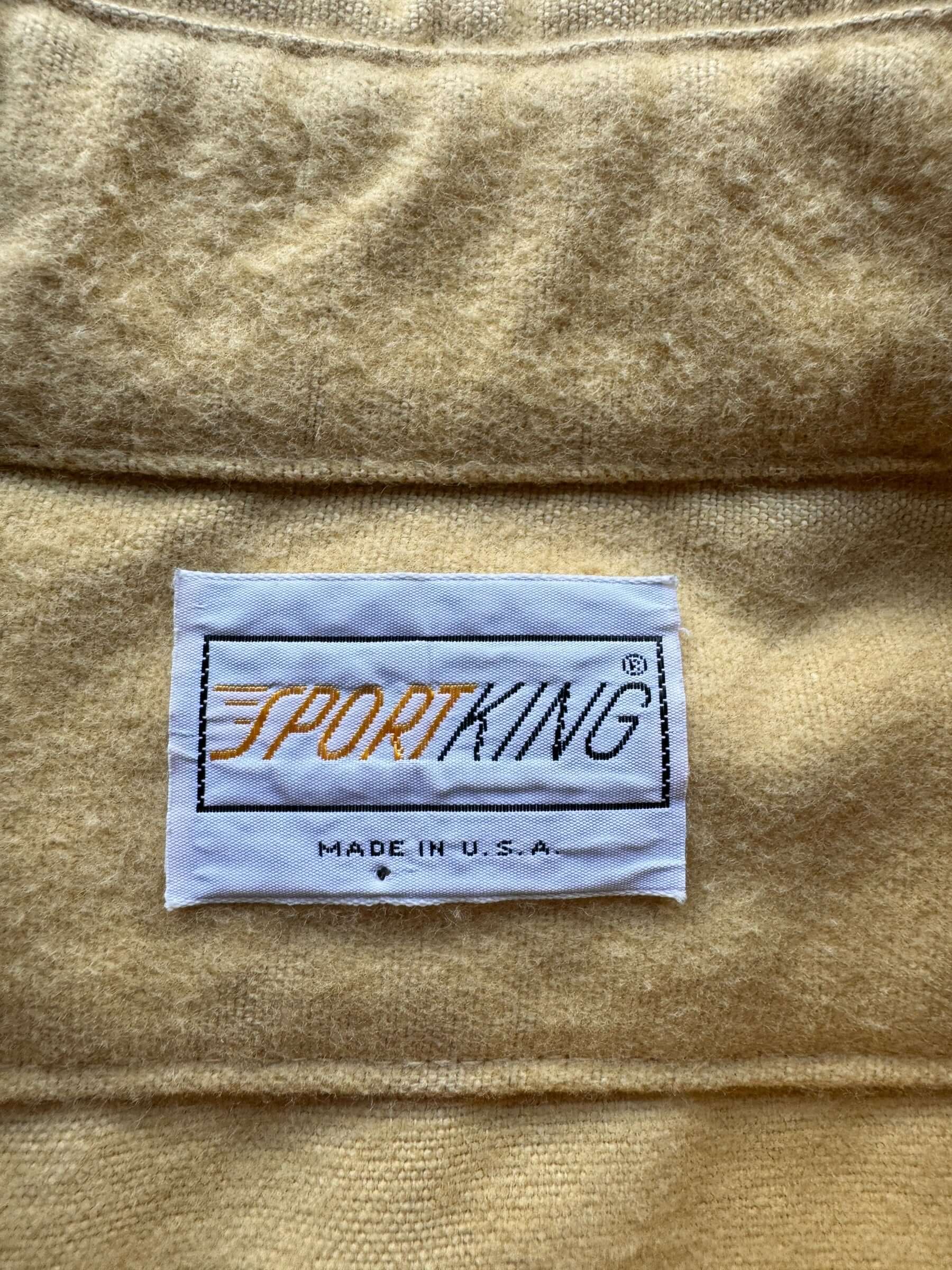 tag on Vintage Sport King Yellow Chamois Shirt SZ XL