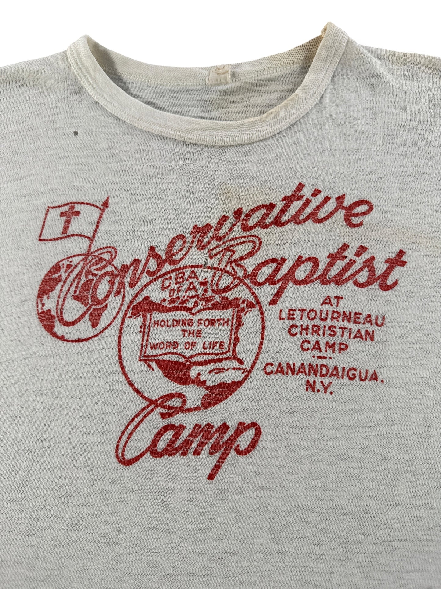 Vintage 50s Conservative Baptist Camp Tee SZ S