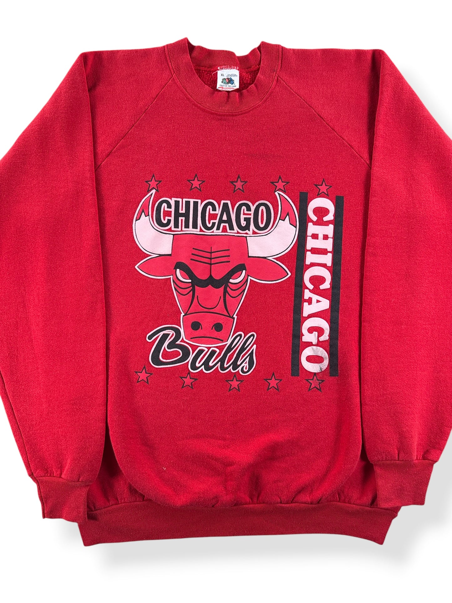 Front Close Up of Vintage Chicago Bulls FOTL Crewneck SZ XL (Fits L)