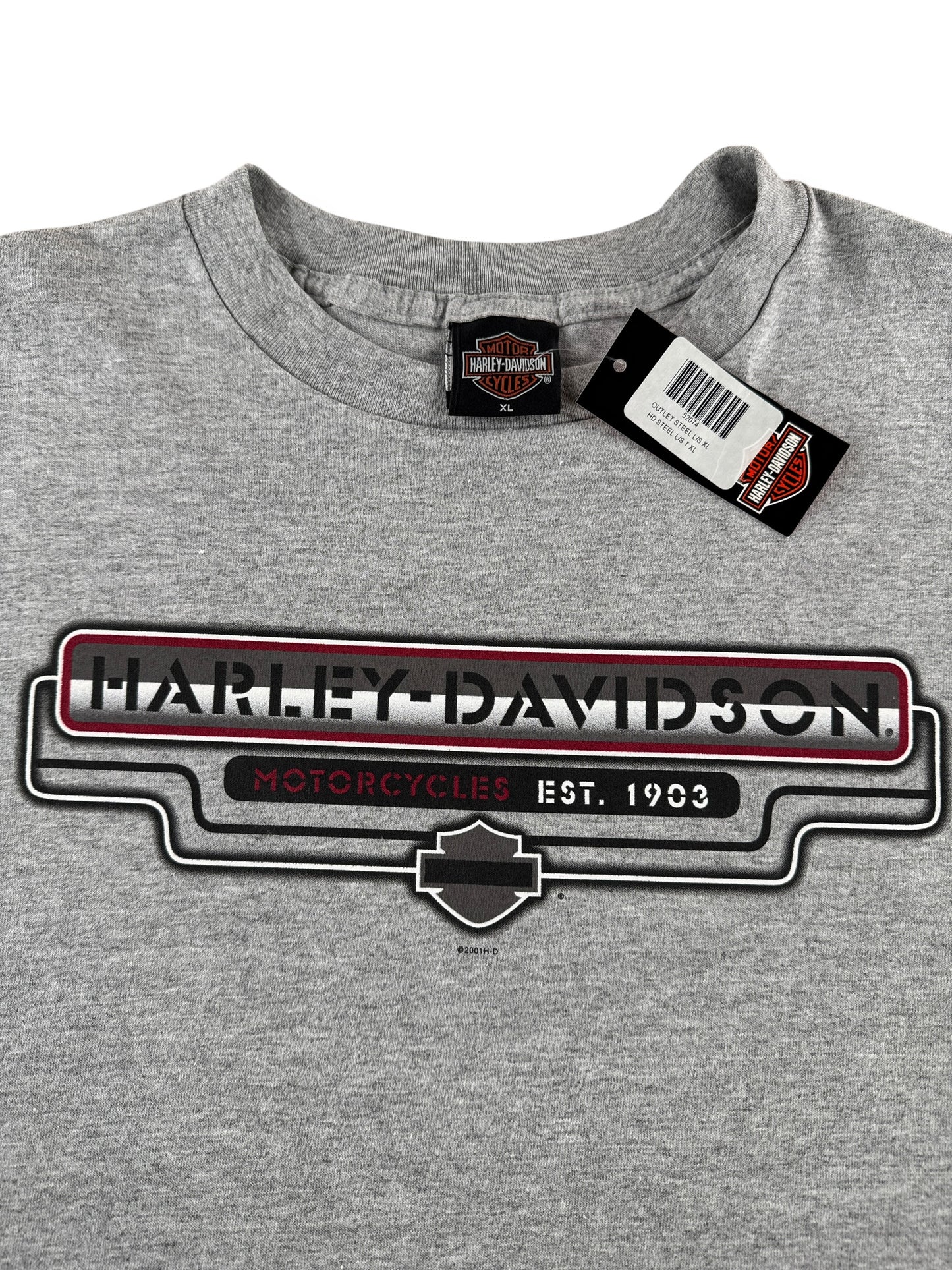 Front Graphic of Vintage Deadstock 2001 Harley Chaddsford PA LS Tee SZ XL