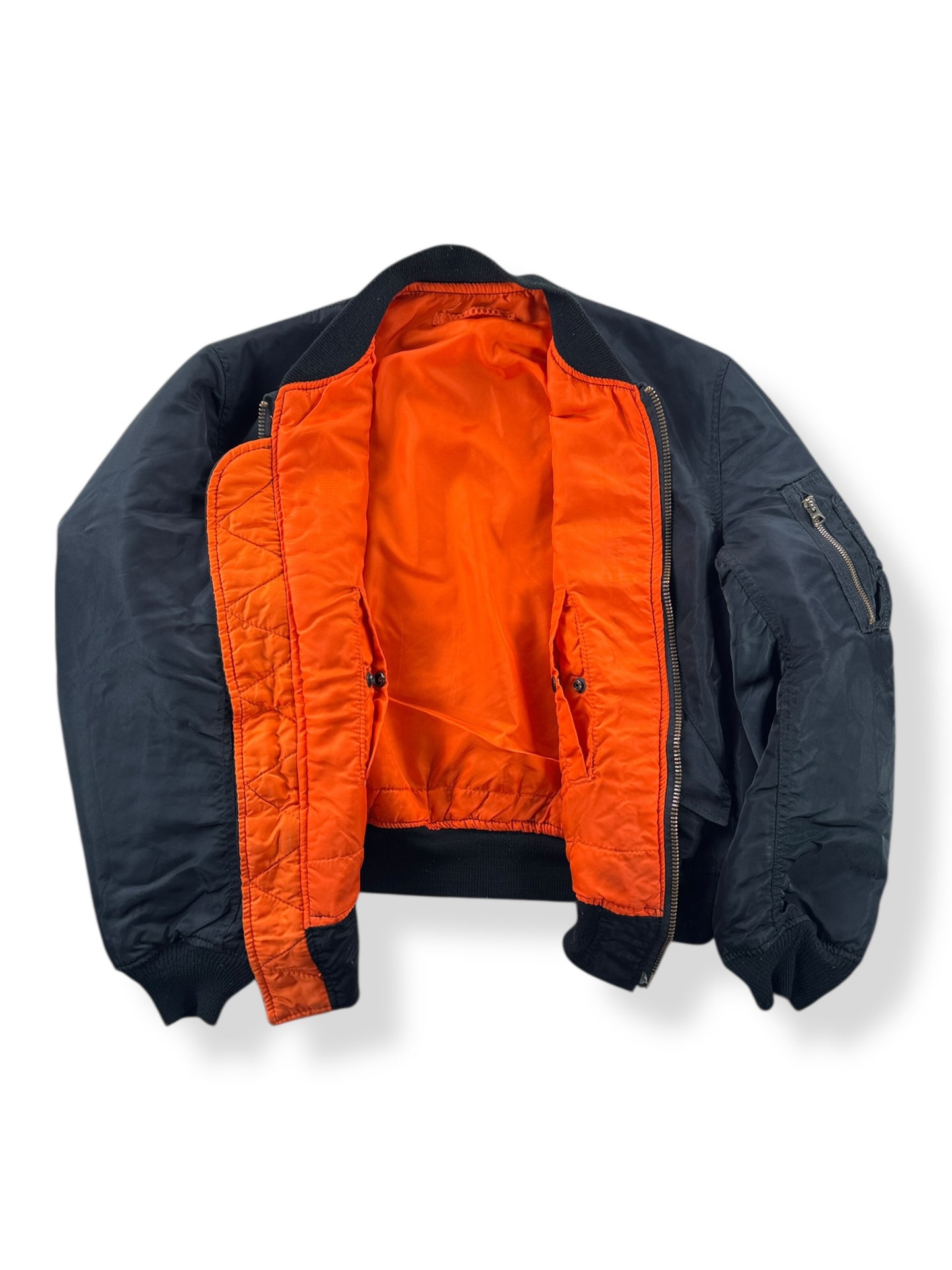 Inside of Vintage Alpha Industries Vietnam Era MA1 Bomber Jacket SZ