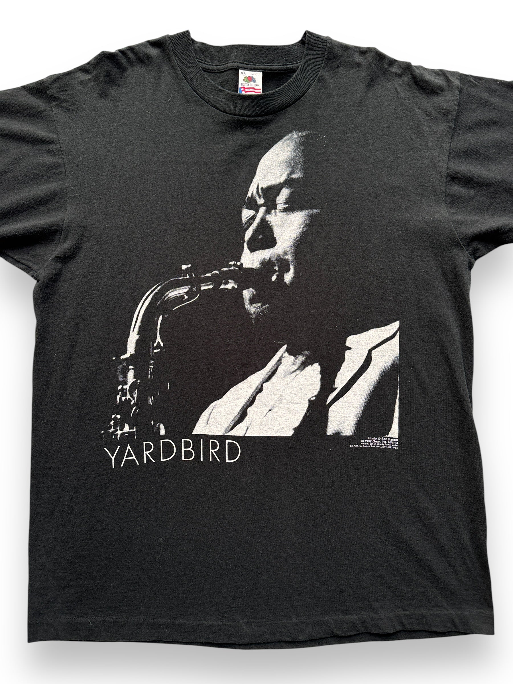 front close up of Vintage Charlie Parker "Yardbird" Tee SZ XL