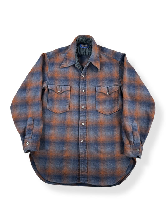 Front of Vintage Orange and Navy Pendleton Flannel SZ M