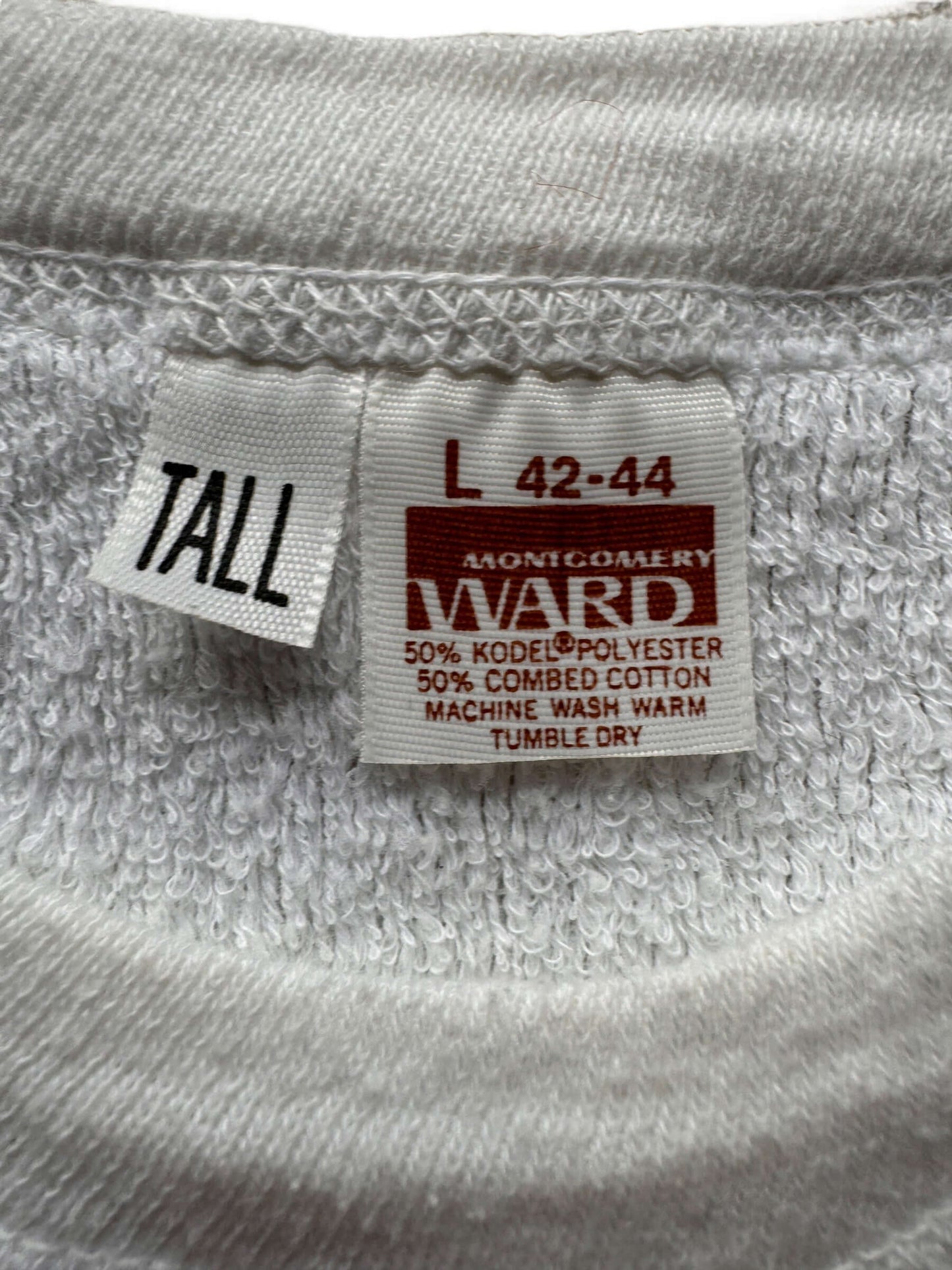 tag on Vintage Montgomery Ward Terrycloth Thermal Top SZ L Tall