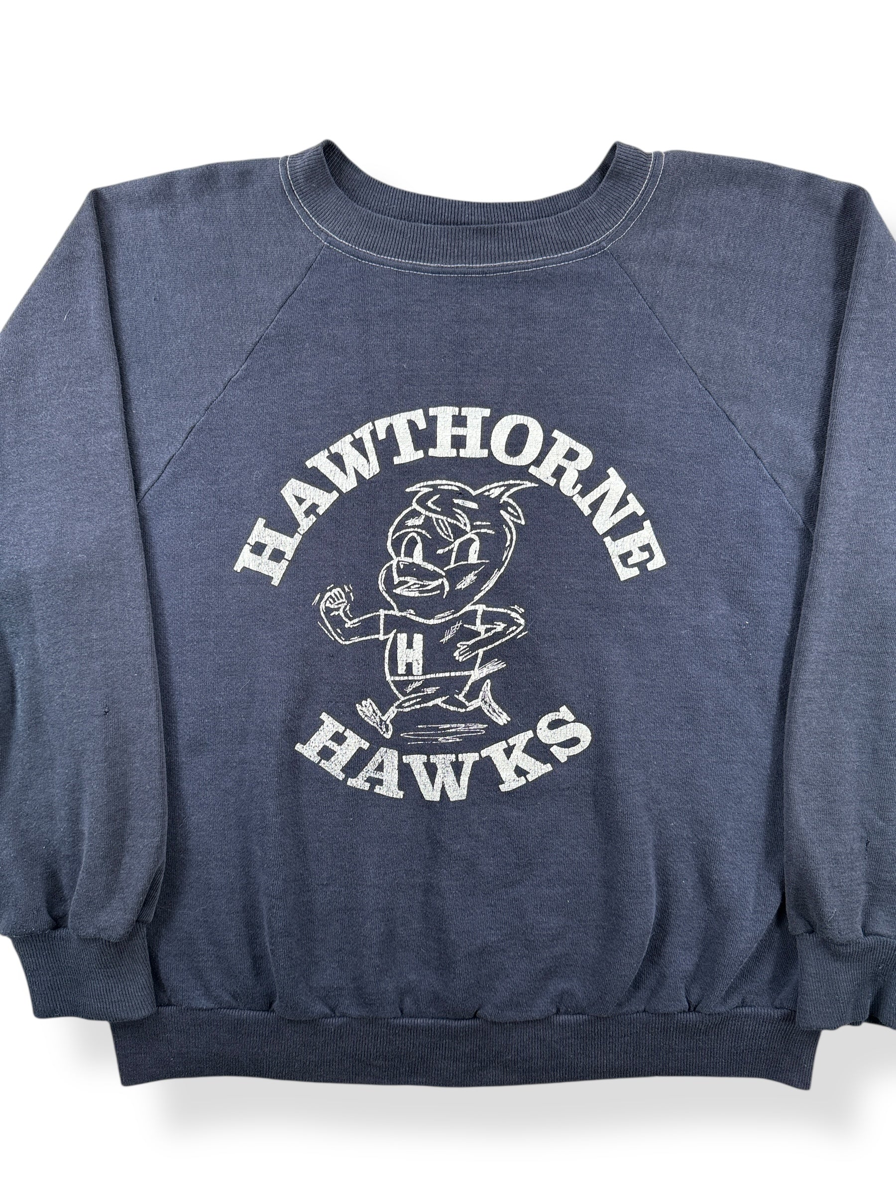 Front Close Up of Vintage Hawthorne Hawks Crewneck SZ L