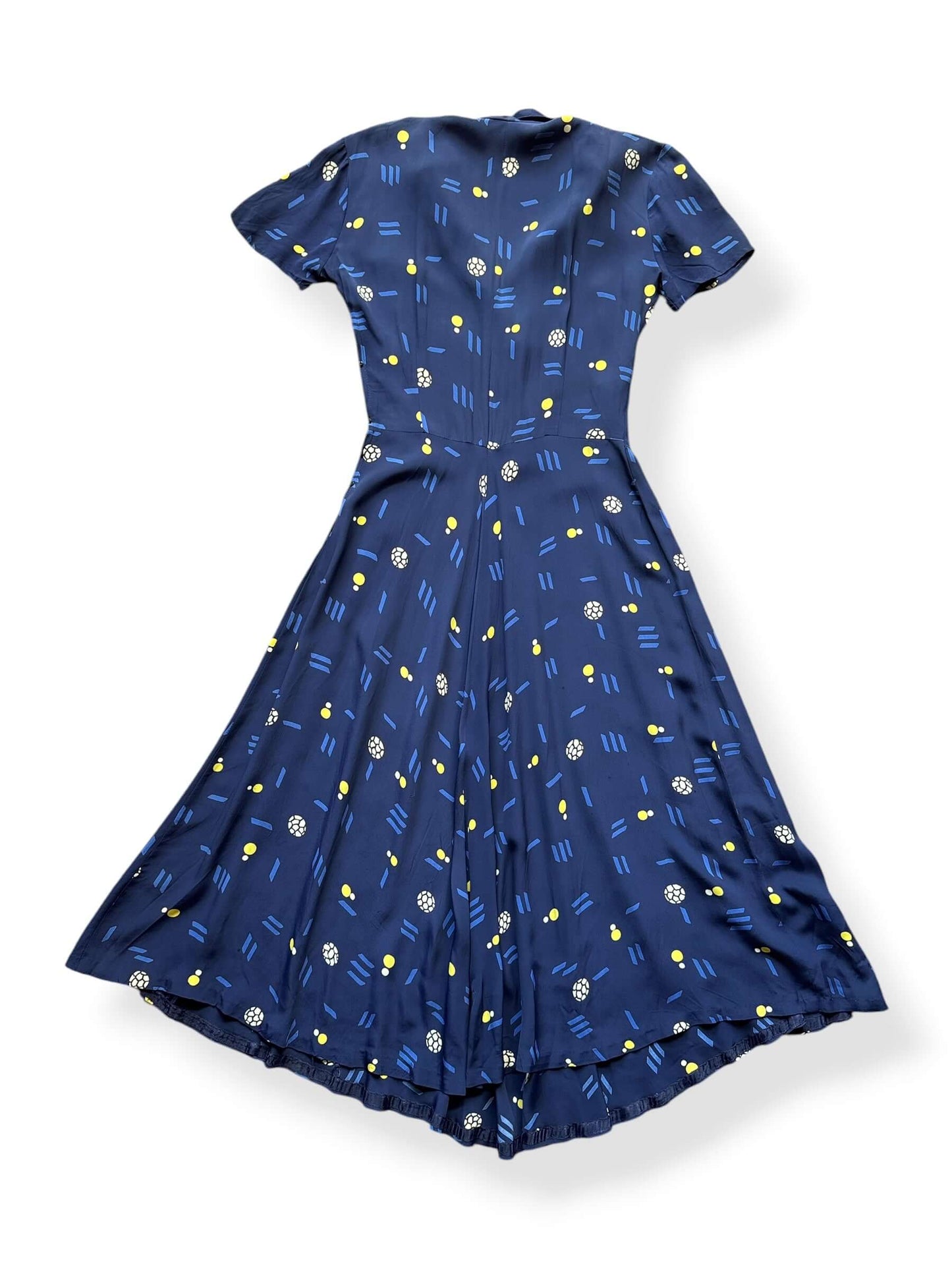 Back of Vintage 1940s Rayon Geo Print Dress 