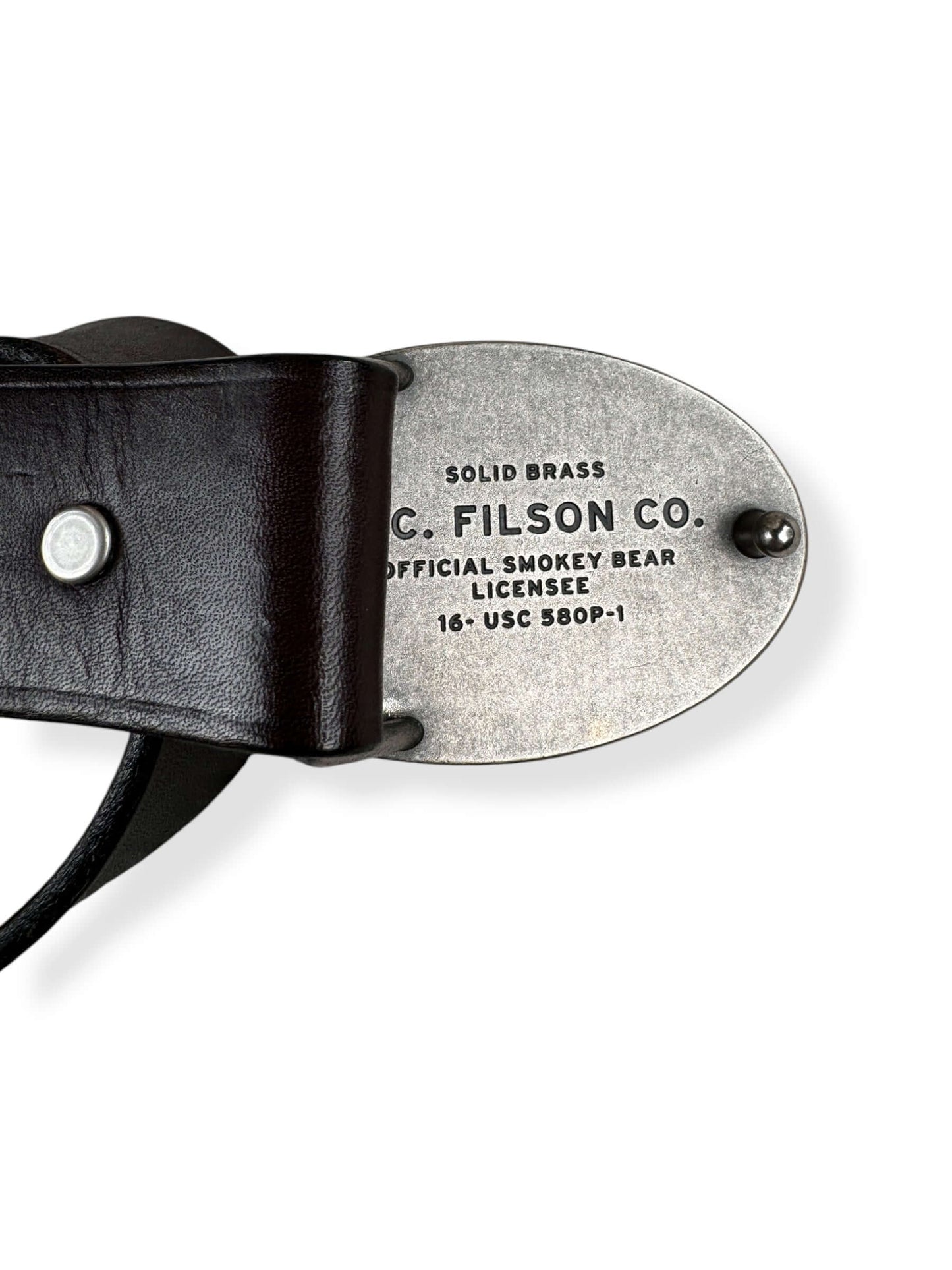 Rear Buckle View of Filson X Smokey The Bear Belt W32