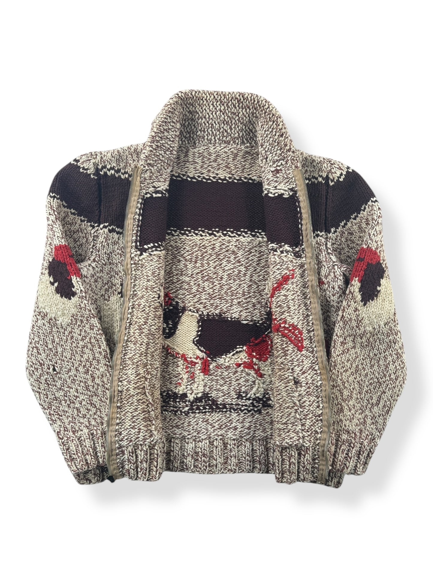 Inside of Vintage Mary Maxim Beagle Cowichan Style Sweater SZ M