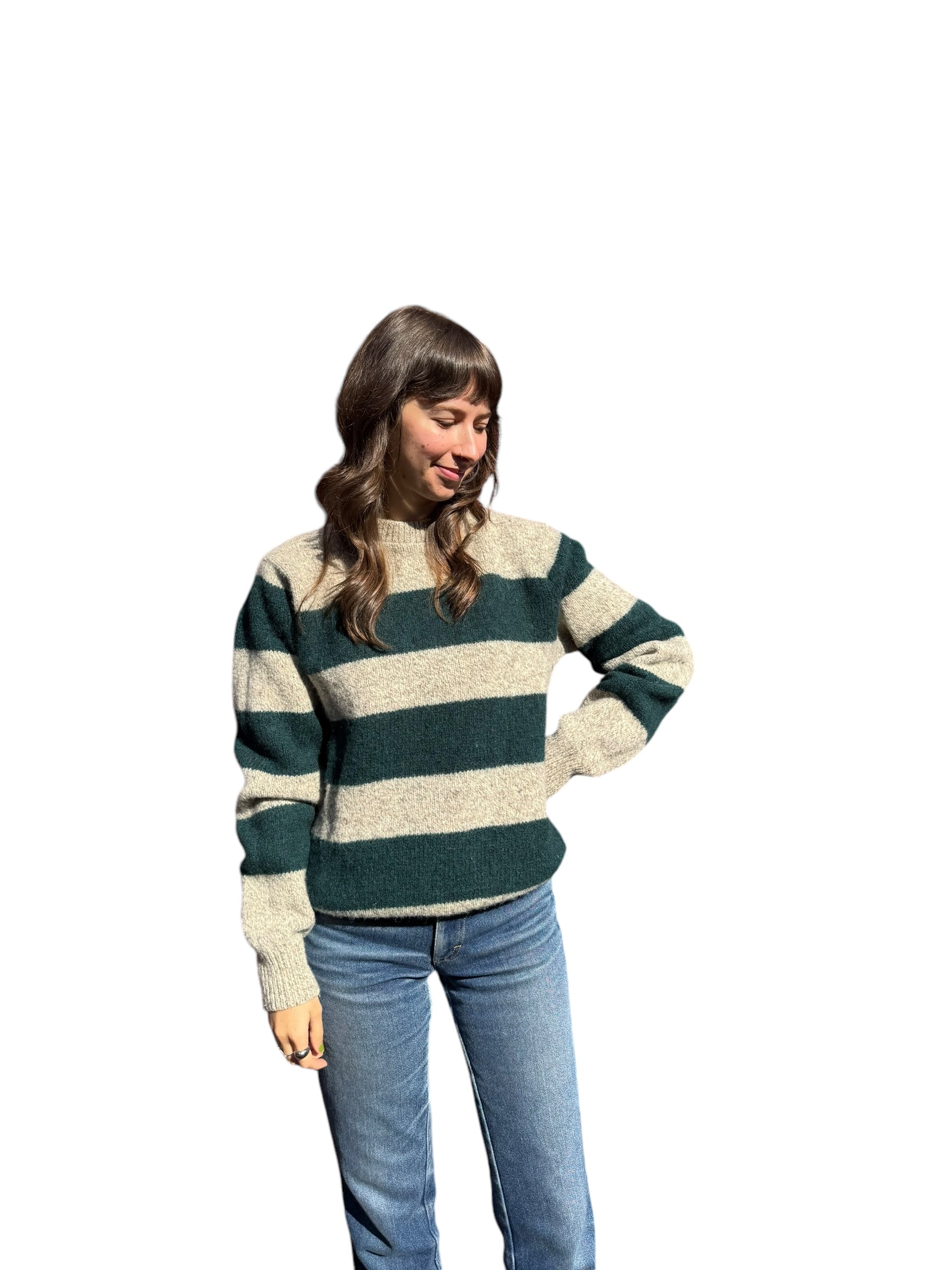 Front model view of Vintage L.L. Bean Striped Sweater SZ M Long