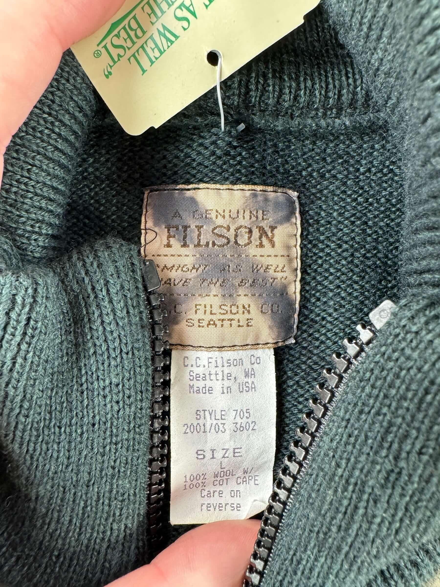 Label on Vintage NOS FIlson Guide Sweater Vest SZ L