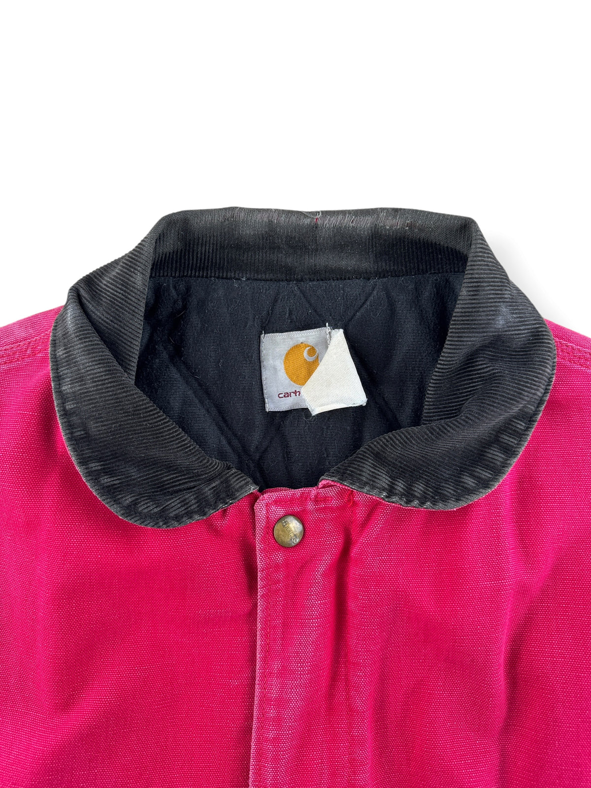 Collar on Vintage Carhartt Red Round Collar Santa Fe Jacket SZ XL