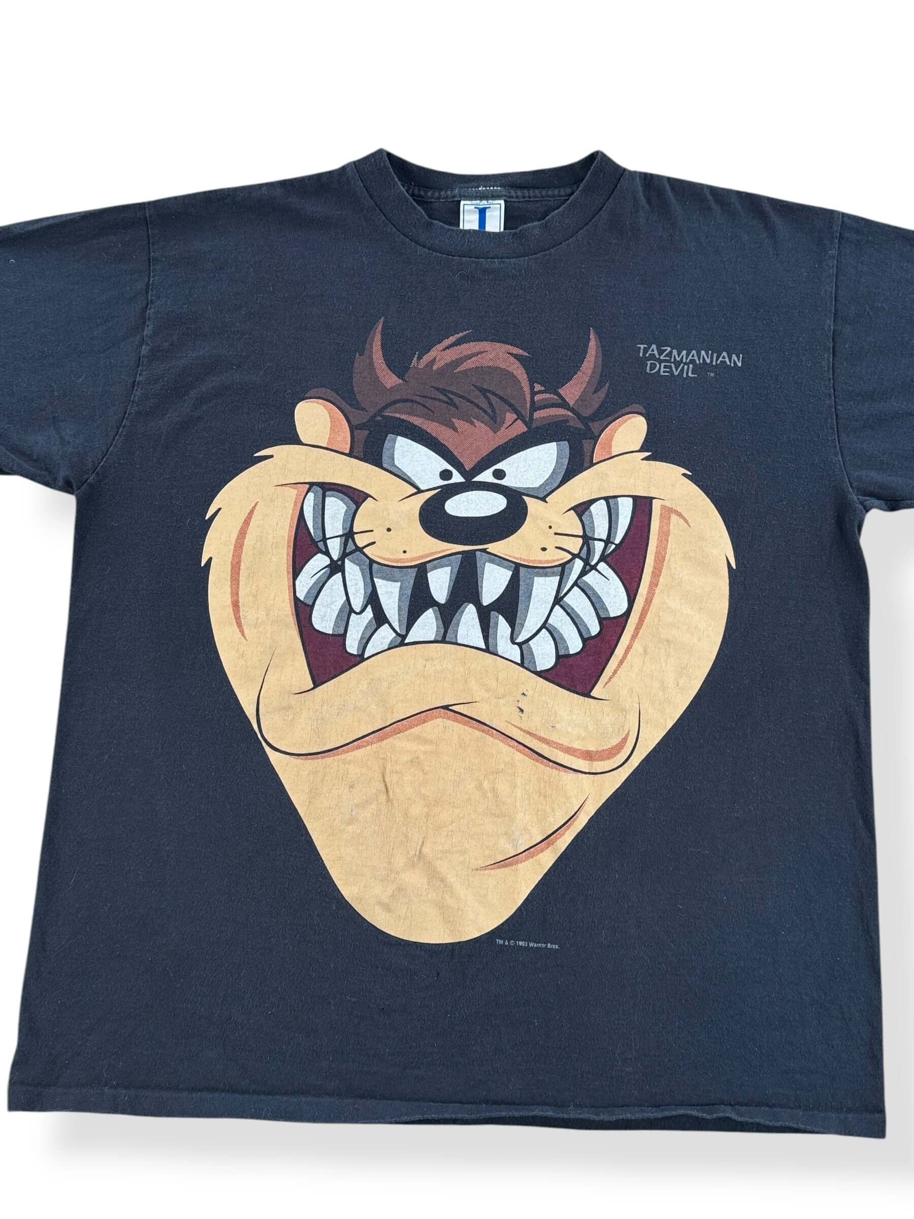 Front Close Up of Vintage Jostens Big Face Tasmanian Devil Tee SZ L