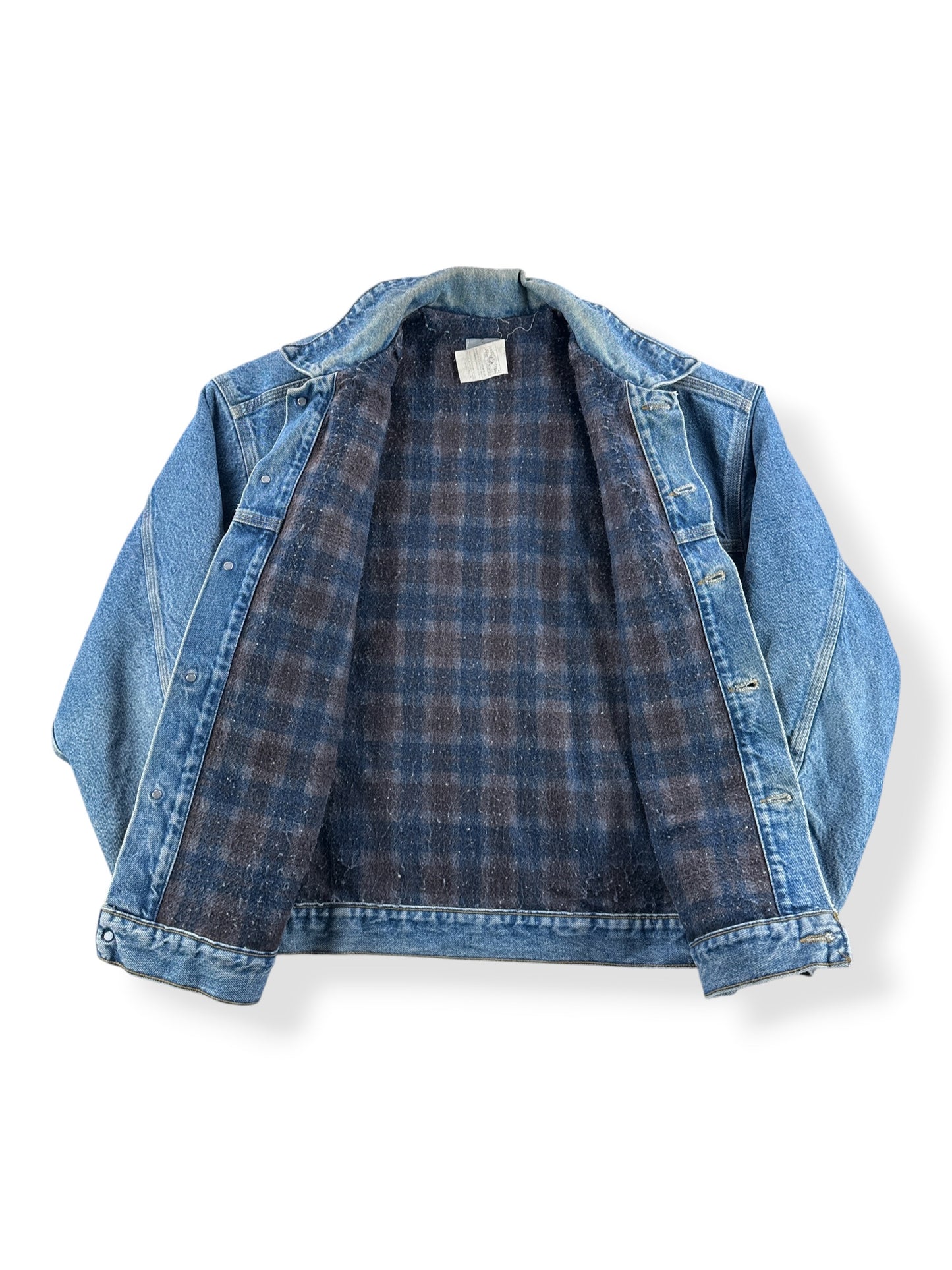 Inside of Vintage MIUSA Carhartt Denim Trucker Jacket SZ L