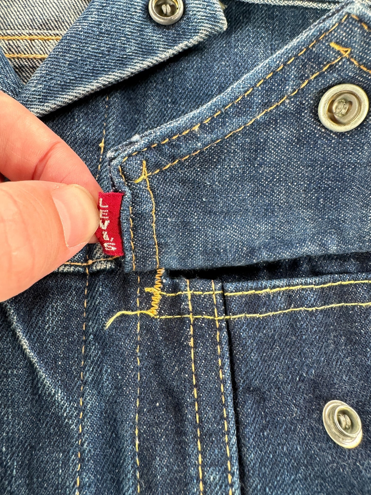 Underside of Pocket on Vintage Levis Big E 557B Jacket SZ 16