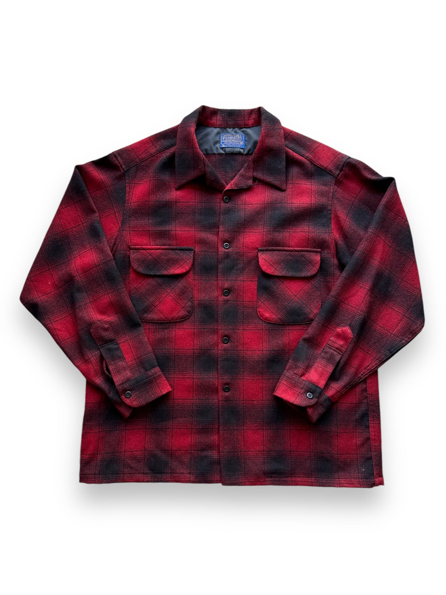 front of Vintage Pendleton Red/Black Shadowplaid Board Shirt SZ XL