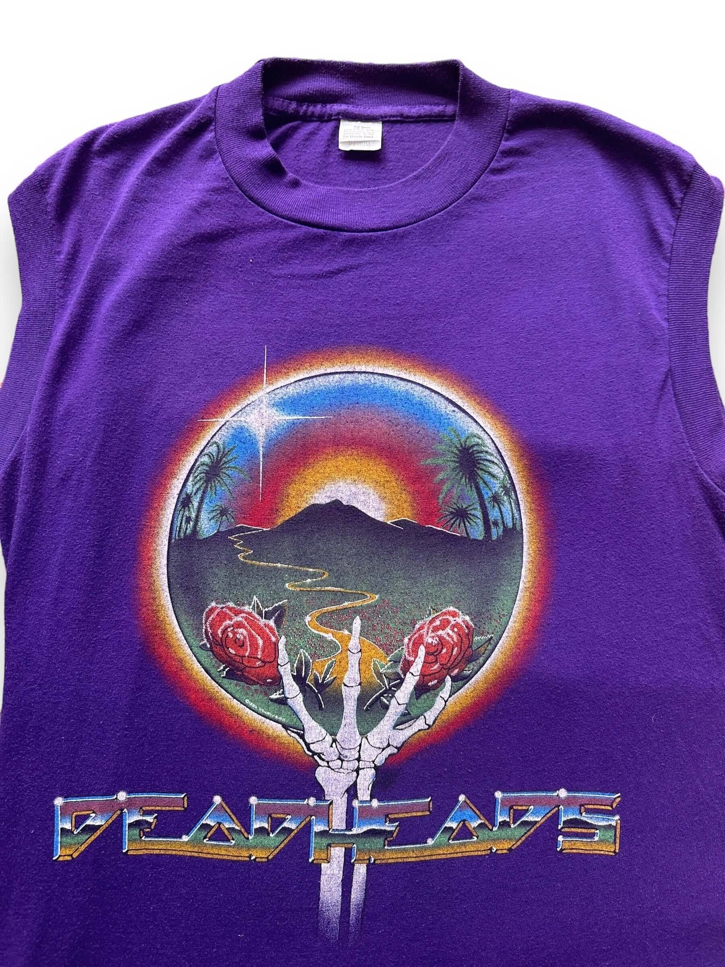 front close up of Vintage Grateful Dead "Deadheads" Band Tank Top SZ M