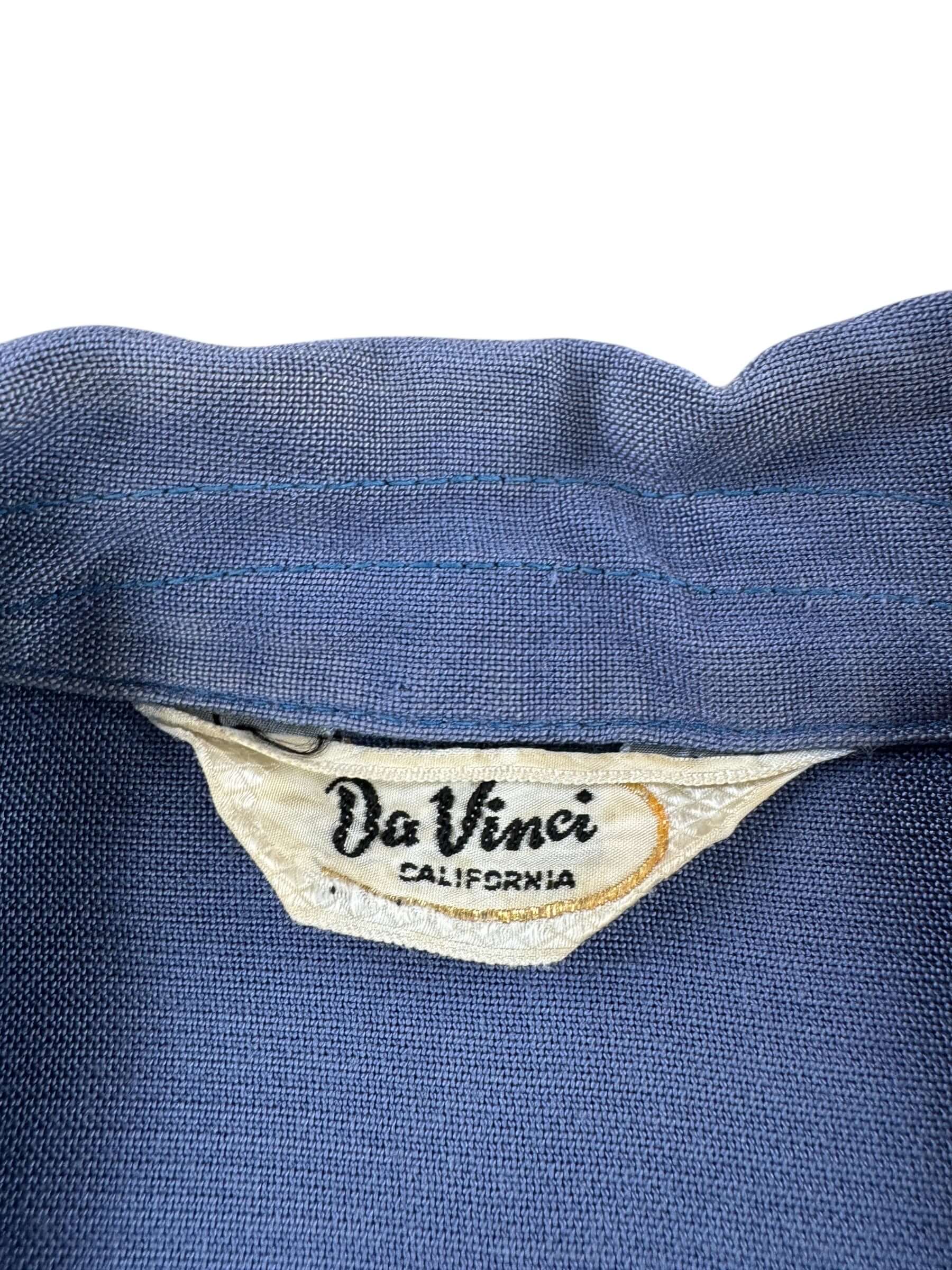 Label on Vintage Davinci Long Sleeve Gabardine Loop Collar Shirt SZ M