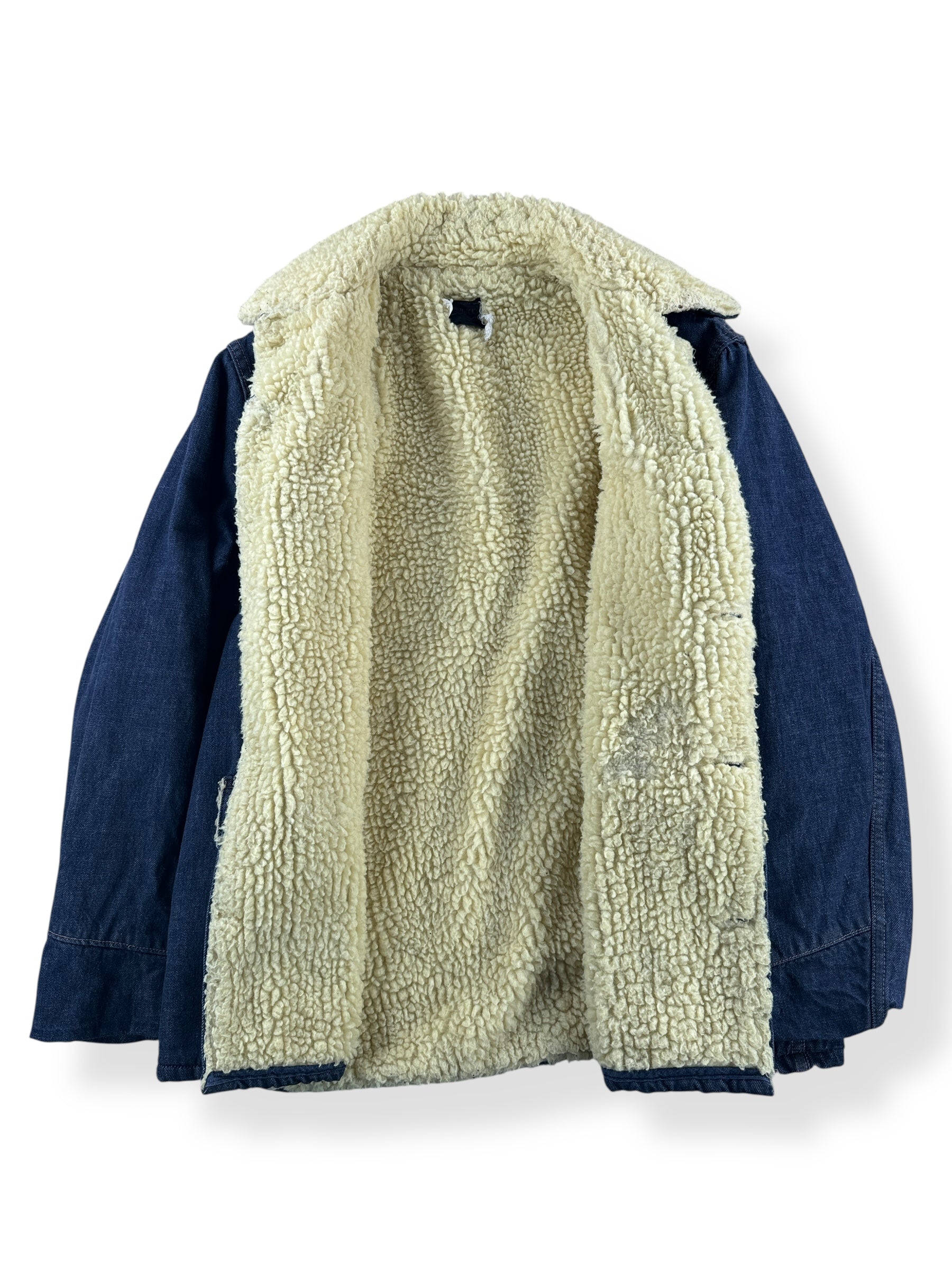Inside of Vintage Roebucks Sherpa Denim Coat SZ XL