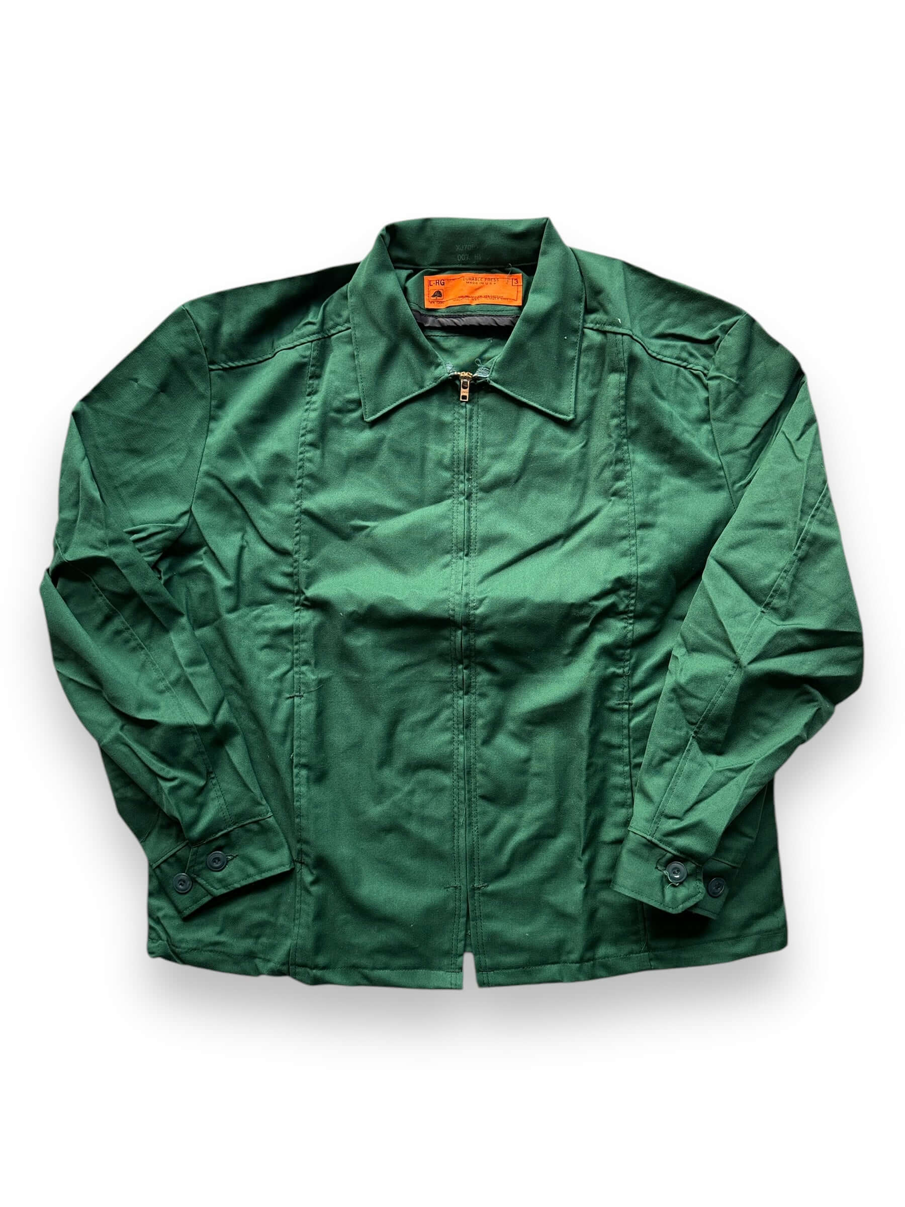 front of Vintage NOS Red Kap Green Work Jacket SZ L