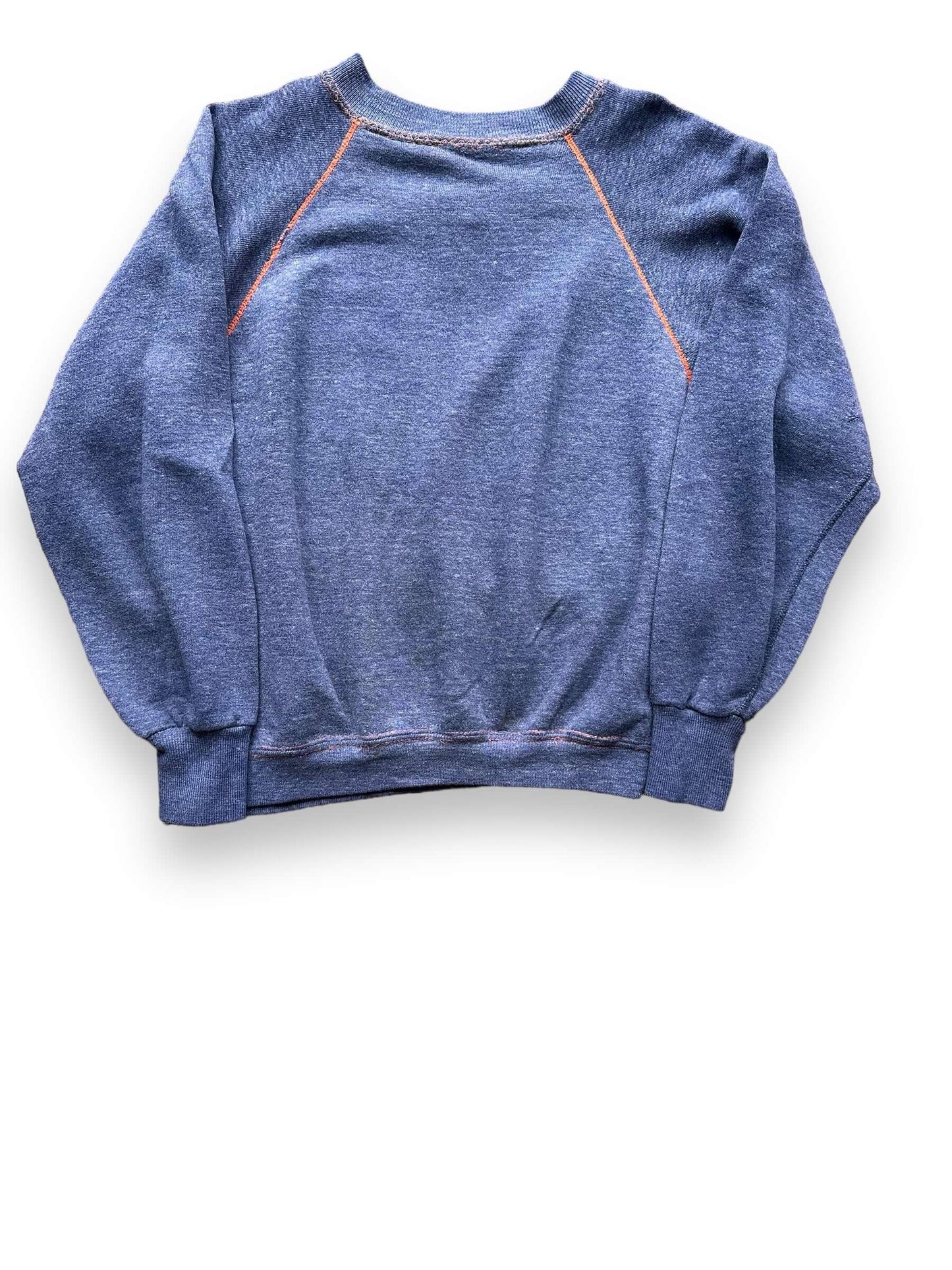 Front View of Vintage Blue & Orange Contrast Stitch Crewneck SZ M | Vintage Sweatshirt Seattle