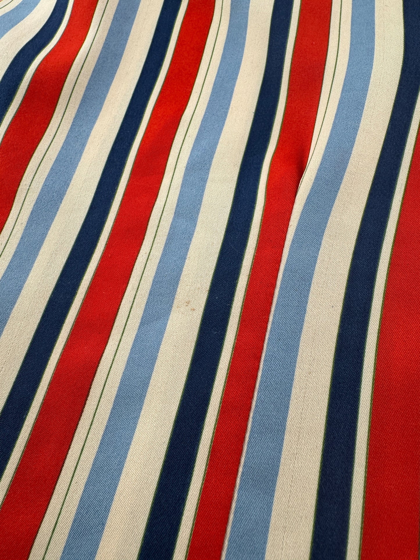 Small stain on back of Vintage 70s Polyester Striped Shirt SZ M