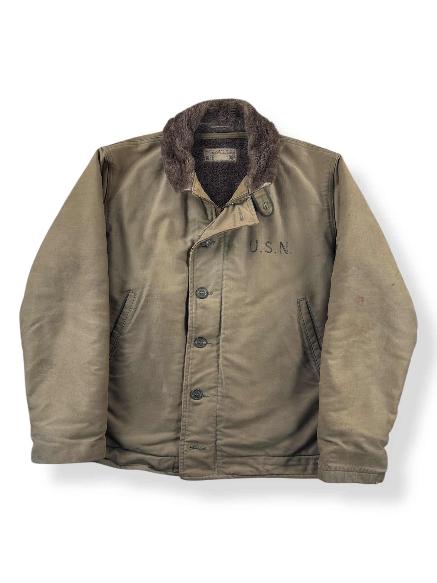 Front of Vintage WWII Era USN N-1 Jacket in Pristine Shape SZ 38