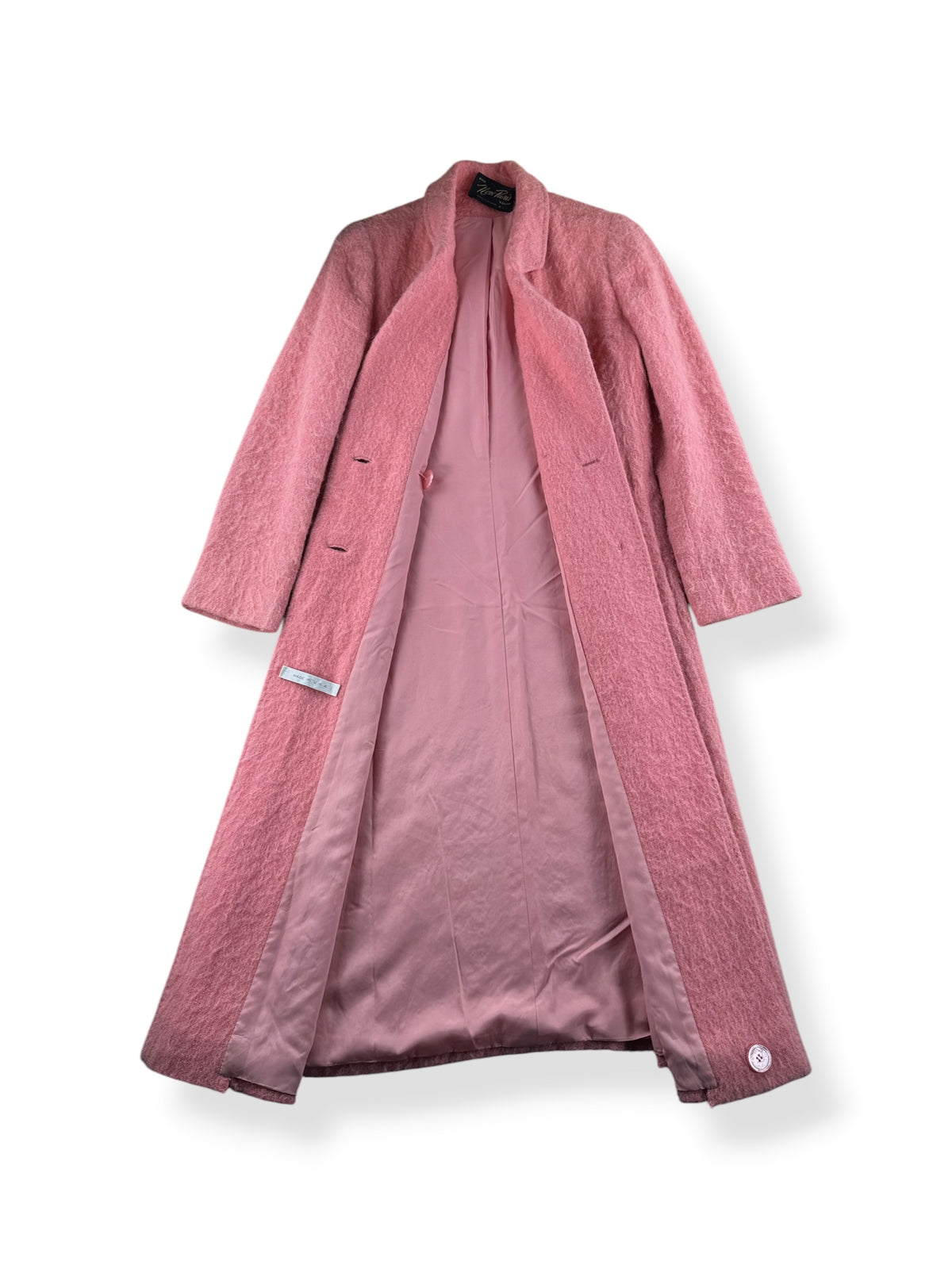 Inside of Vintage 60s Bubblegum Mohair Coat SZ S