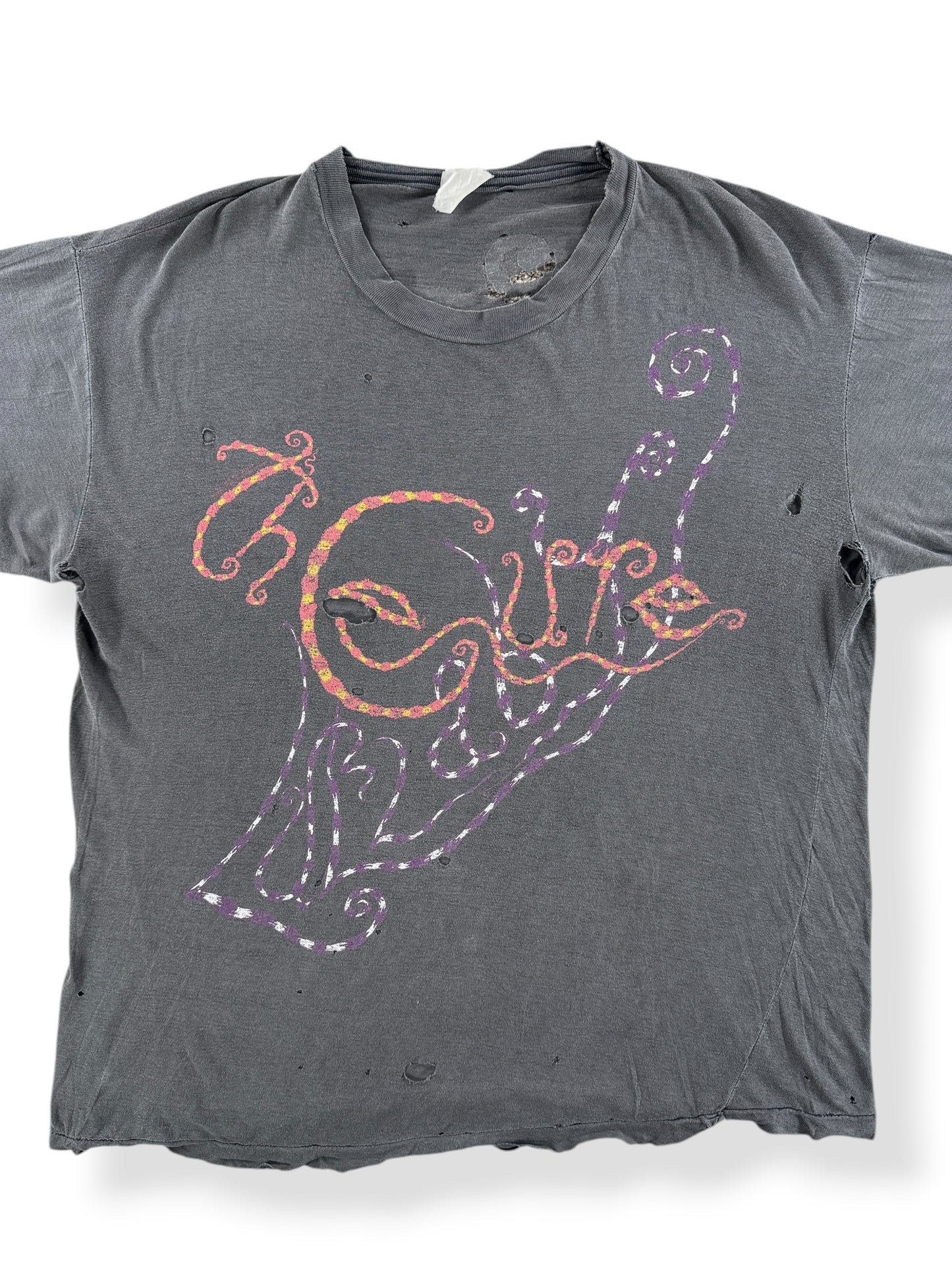 Front Close Up of Vintage The Cure Thrashed Tee SZ XL - AS IS