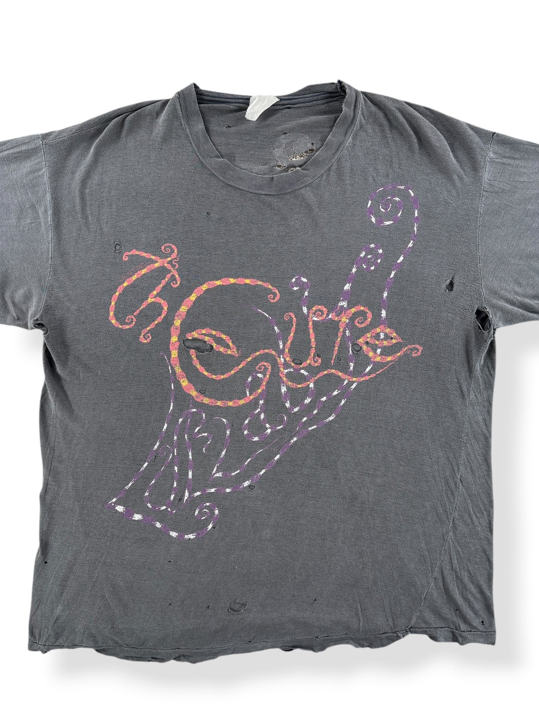 Front Close Up of Vintage The Cure Thrashed Tee SZ XL - AS IS