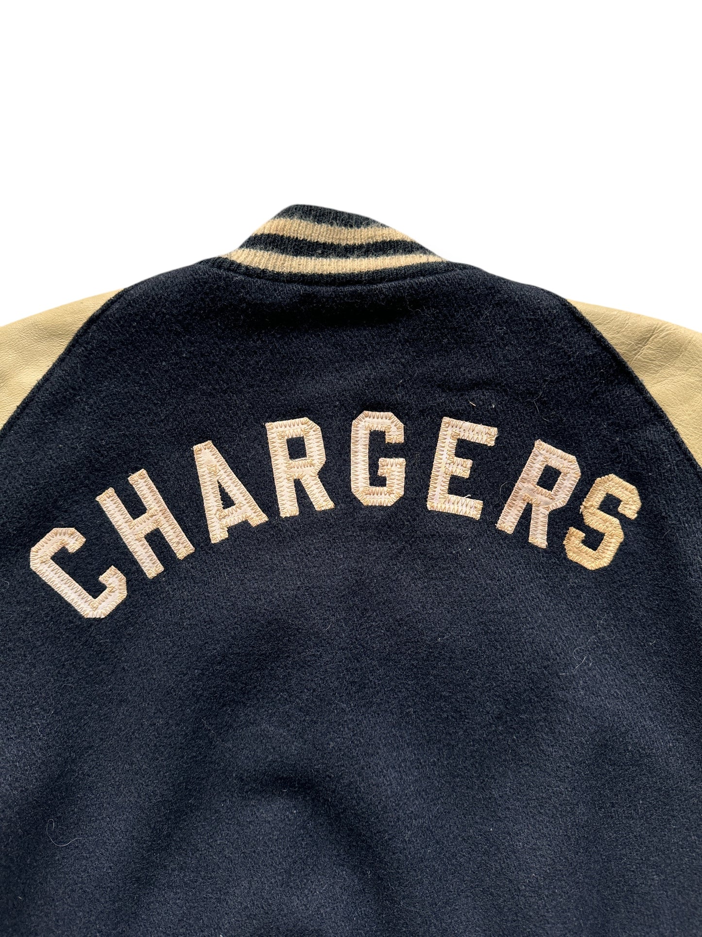 Back Patch of Vintage Chargers Varsity Jacket SZ 46