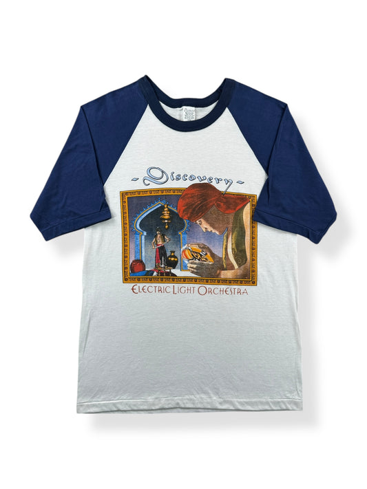 Front of Vintage Electric Light Orchestra Discovery Raglan Tee SZ M