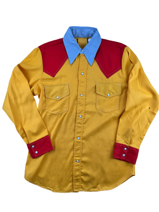 Front view of 1980s Colorblock Western Pearl Snap L