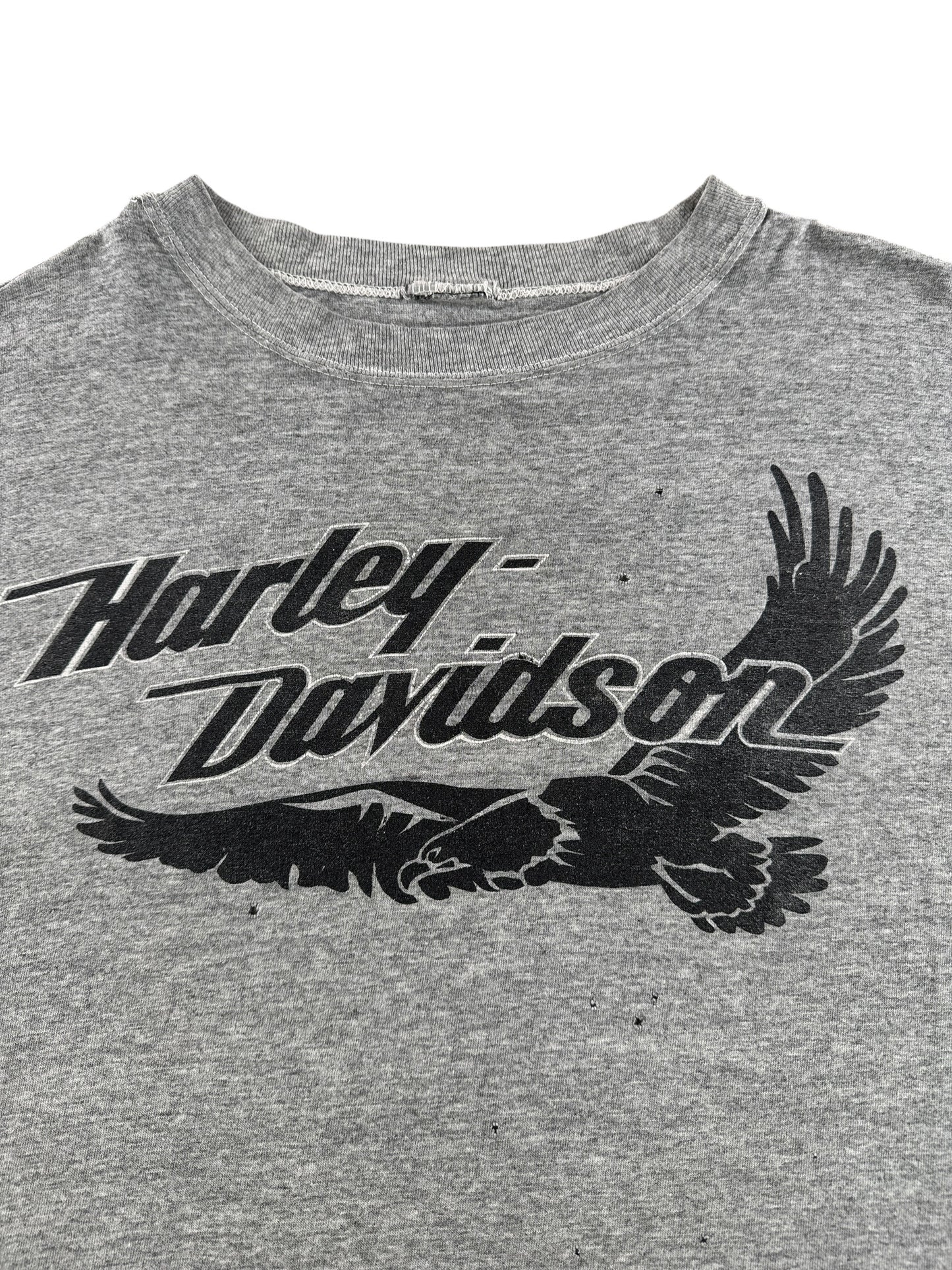 Graphic of Vintage Heather Grey Harley Davidson Single Stitch Eagle Tee SZ L