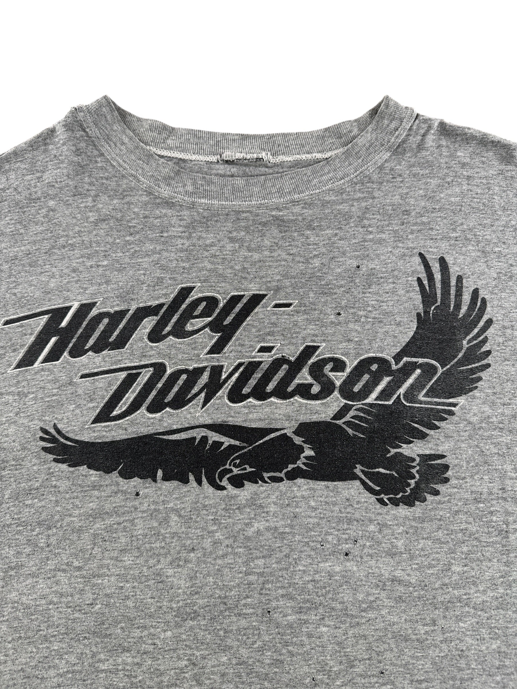 Graphic of Vintage Heather Grey Harley Davidson Single Stitch Eagle Tee SZ L