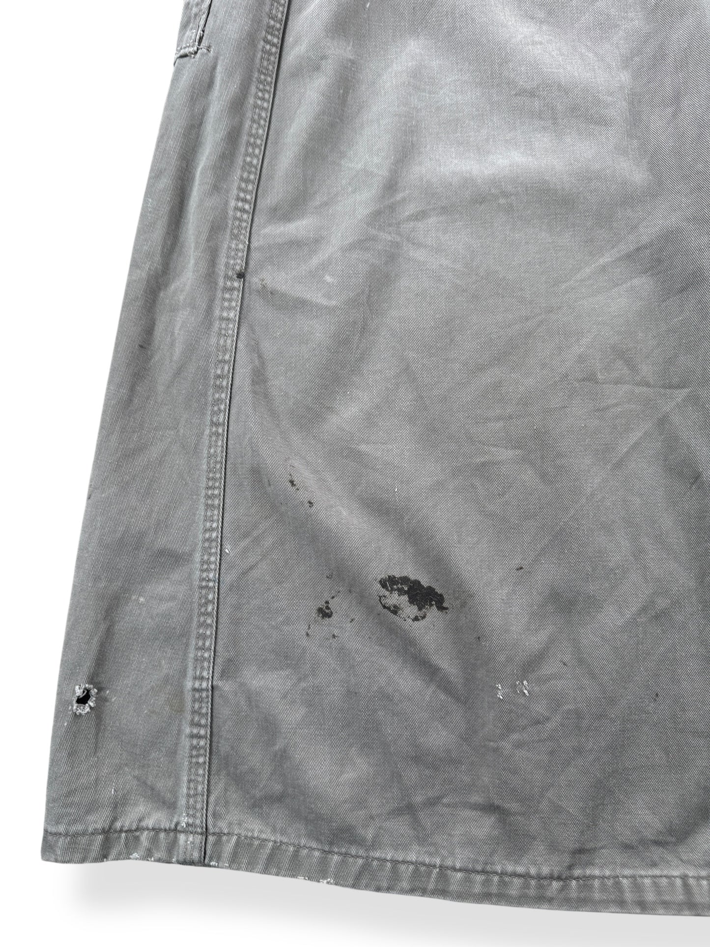 Staining on Vintage Unitog Grey Repaired Shop Coat SZ M