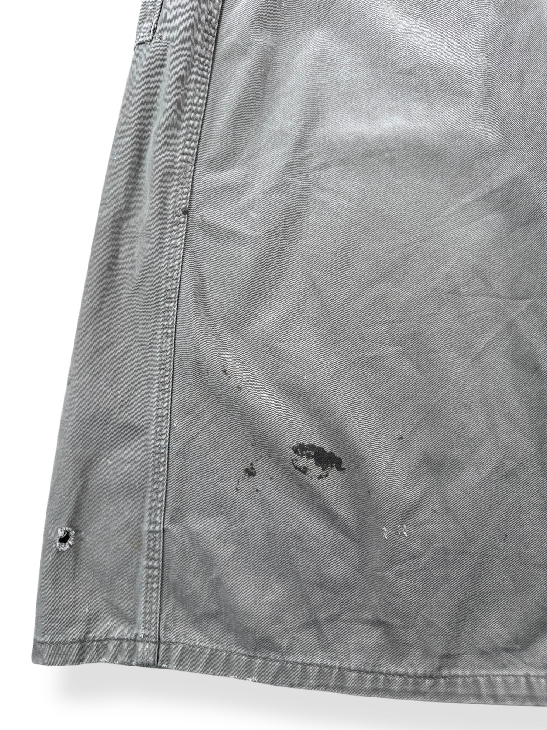 Staining on Vintage Unitog Grey Repaired Shop Coat SZ M