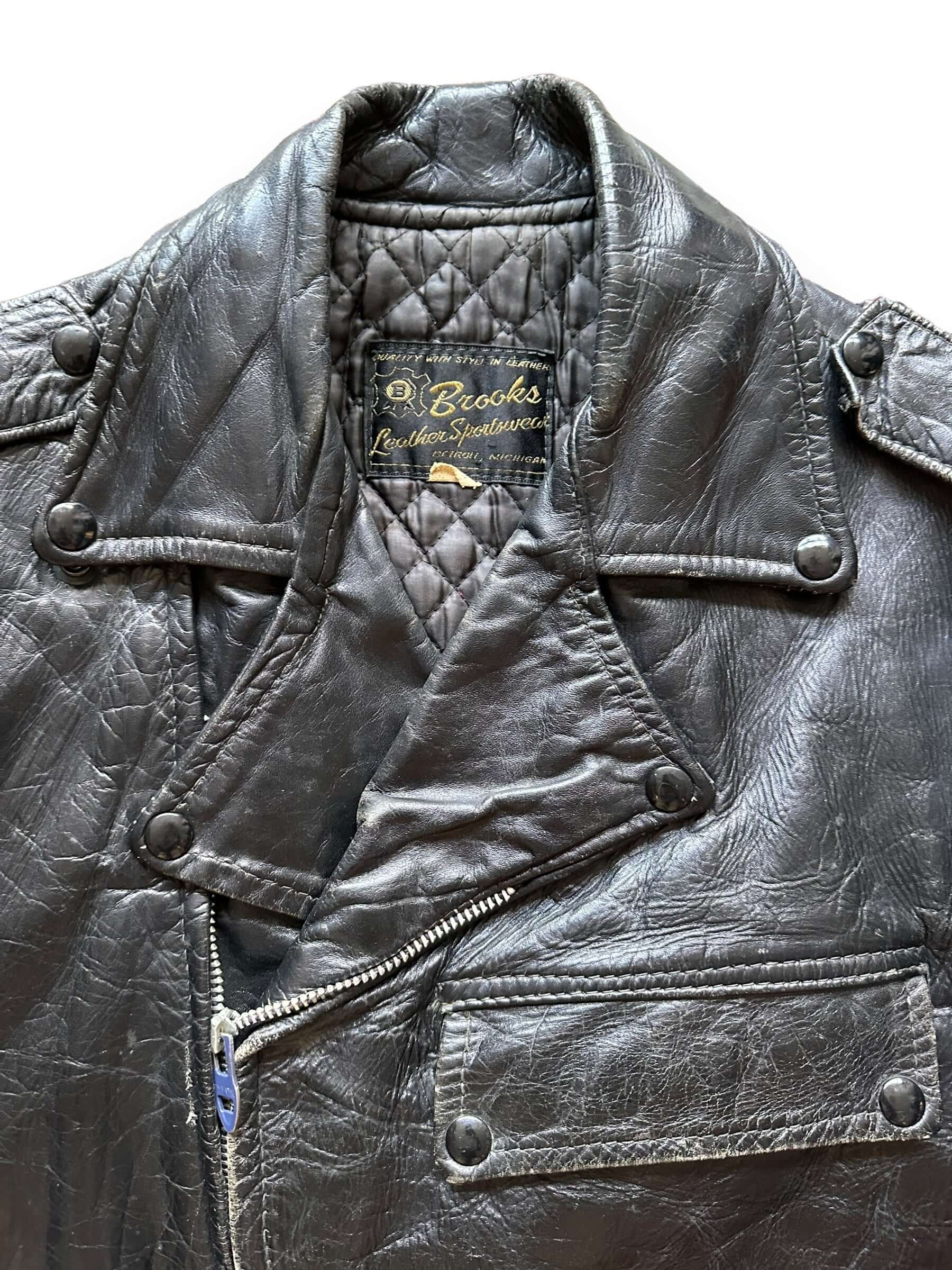 Tag View of Vintage Brooks Leather PJ-27 Buco Style Leather Jacket SZ 42 | Vintage Leather Jackets Seattle