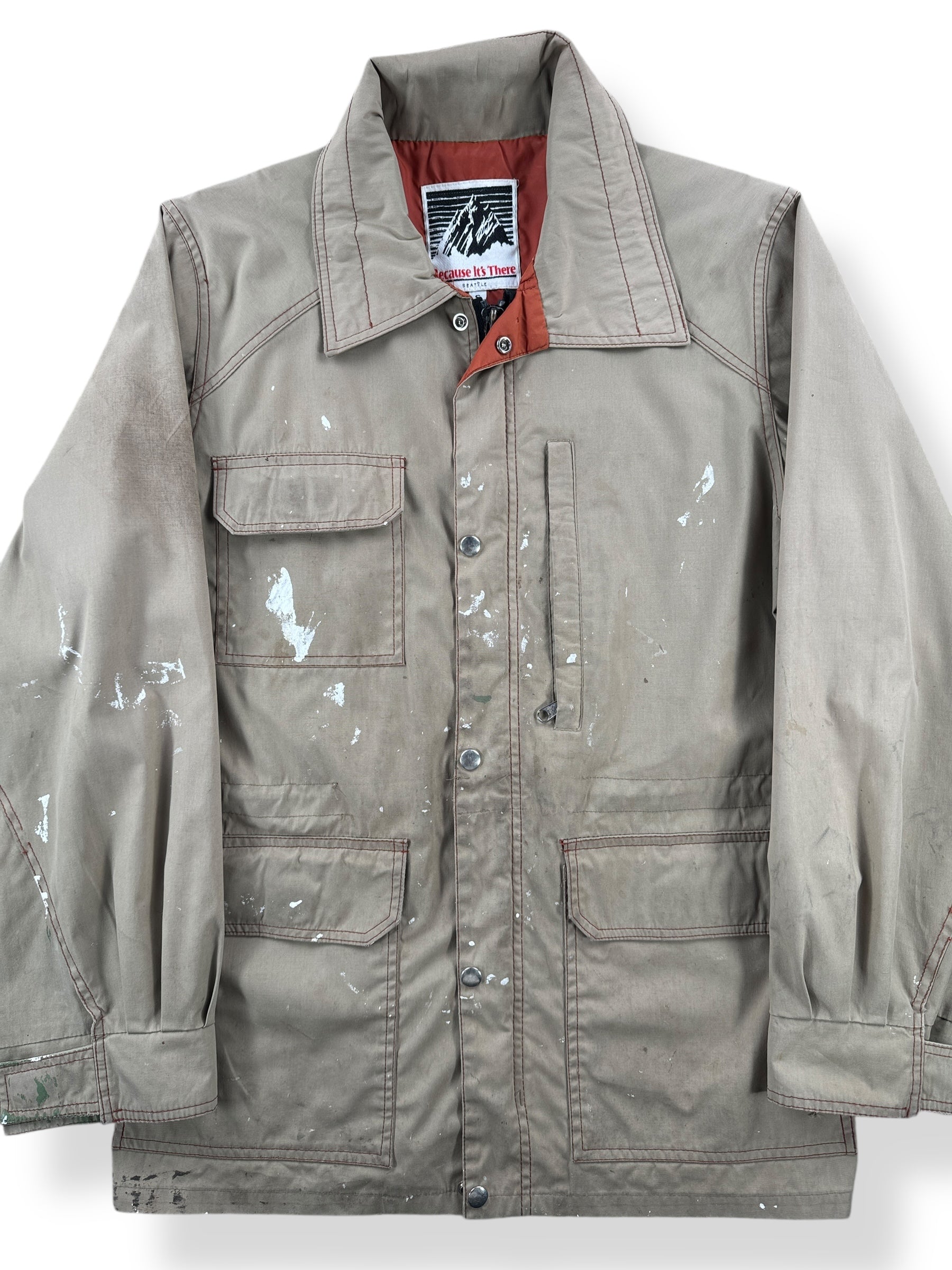 Front Close Up of Vintage Because It's There Painters Parka SZ S AS IS