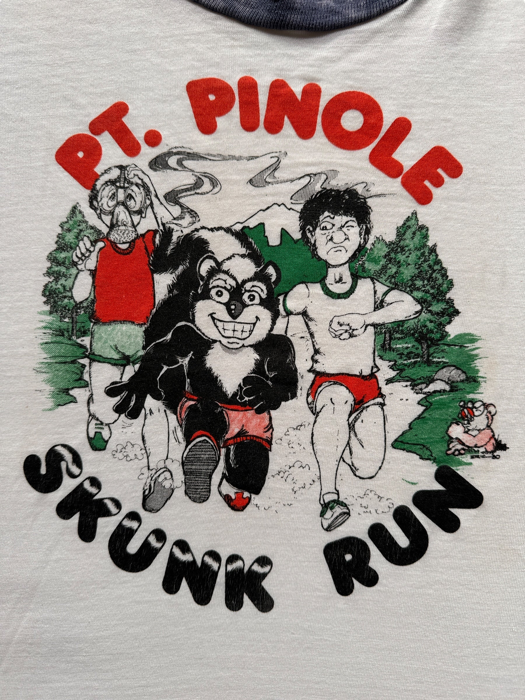 Front Graphic of 1980 Ft Pinole Skunk Run Ringer Tee SZ S