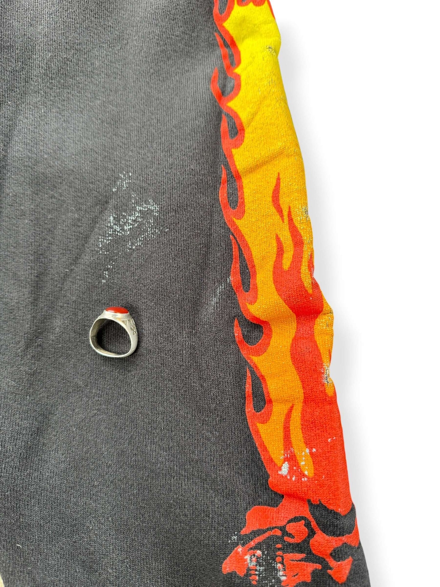 Paint on sleeve of Vintage 2002 Pantera Puff Print Hoodie SZ XL