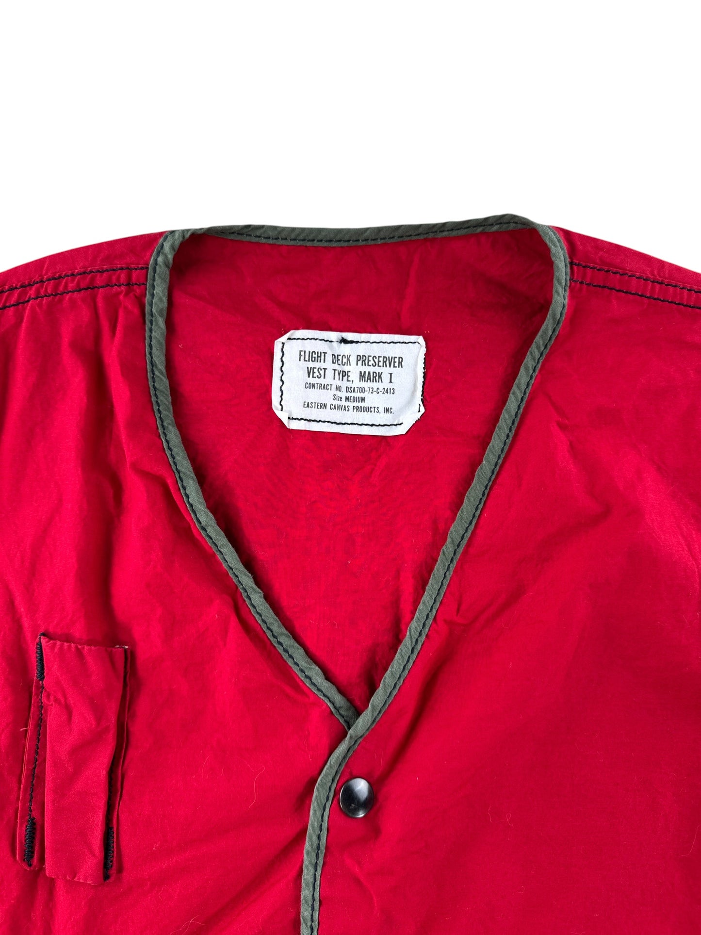 Tag on Vintage 1970s Military Flight Deck Preserver Vest SZ M