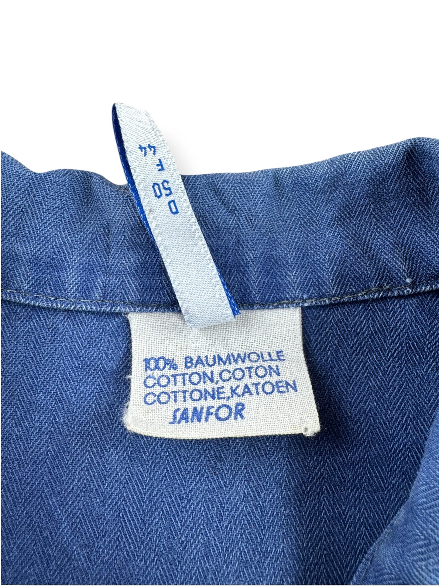 Tag on Vintage HBT Faded Sanfor French Chore Coat SZ L