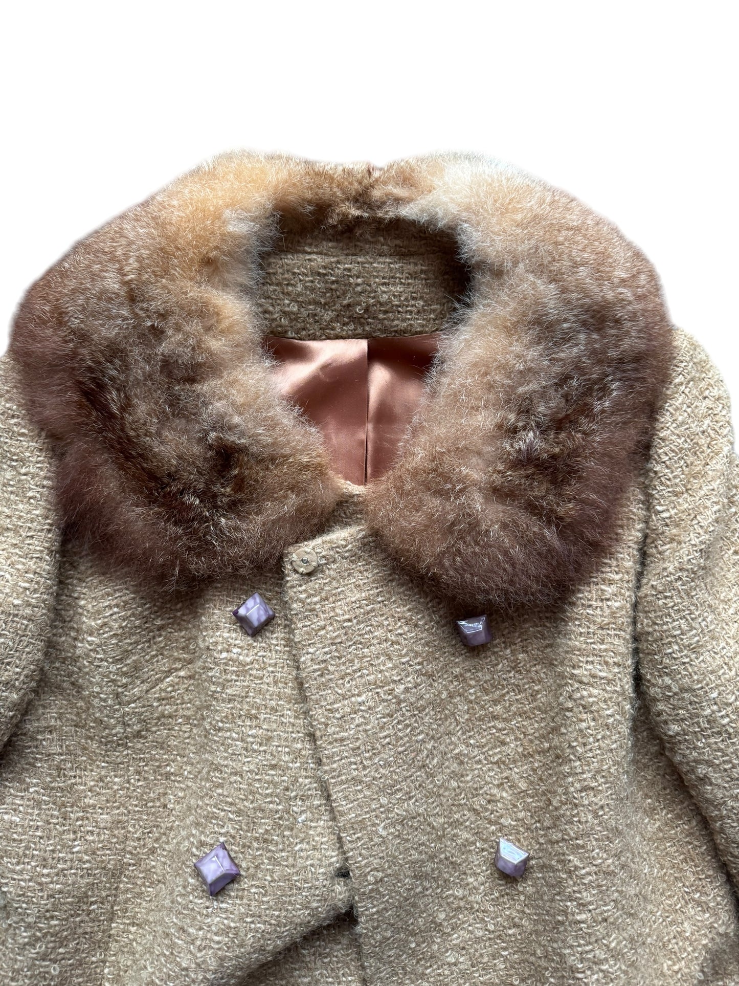 Collar view of 1960s Pickfair Place Mink Collar Coat L
